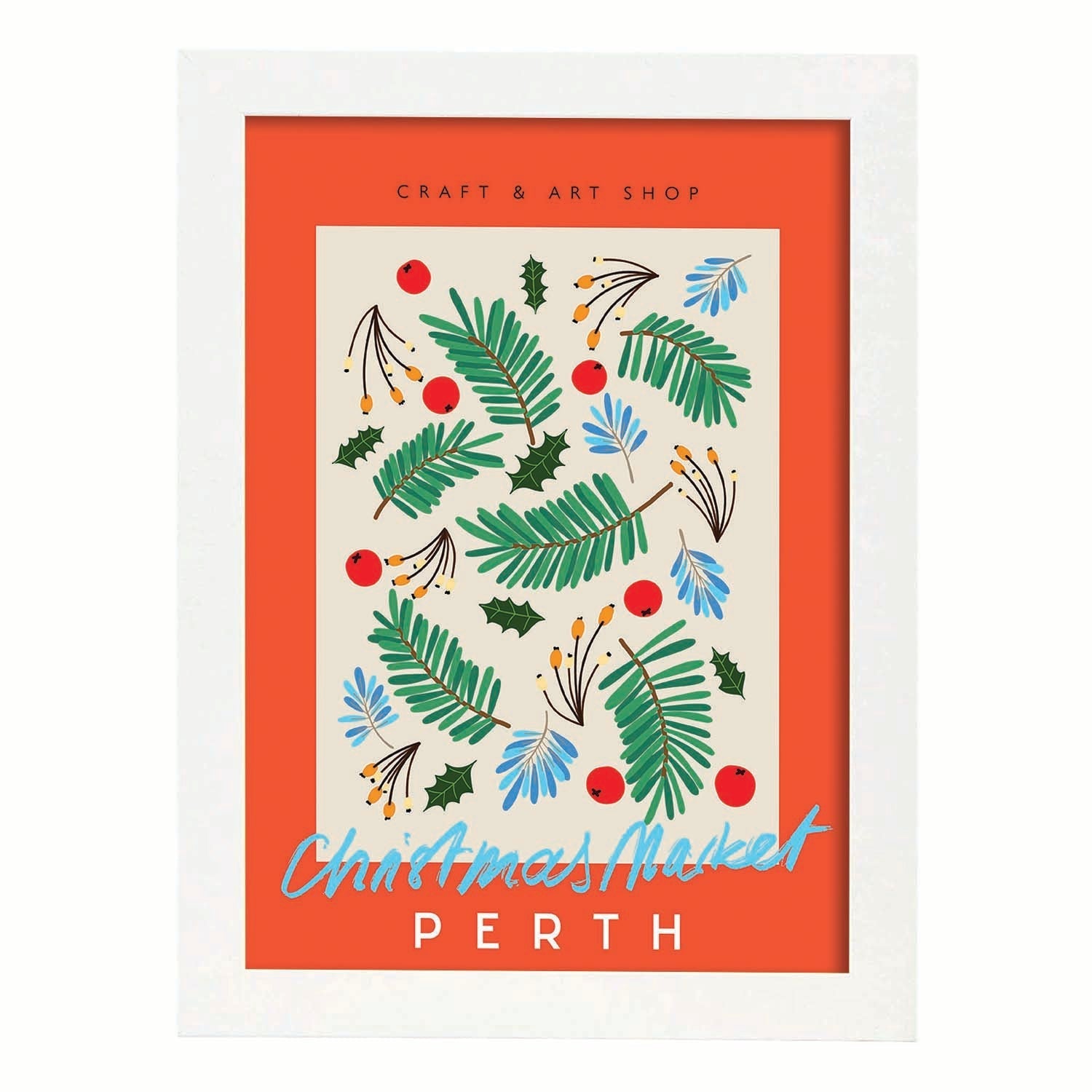 Lamina artistica decorativa con ilustración de Mercado de Navidad Perth estilo Abstracto-Artwork-Nacnic-A3-Marco Blanco-Nacnic Estudio SL