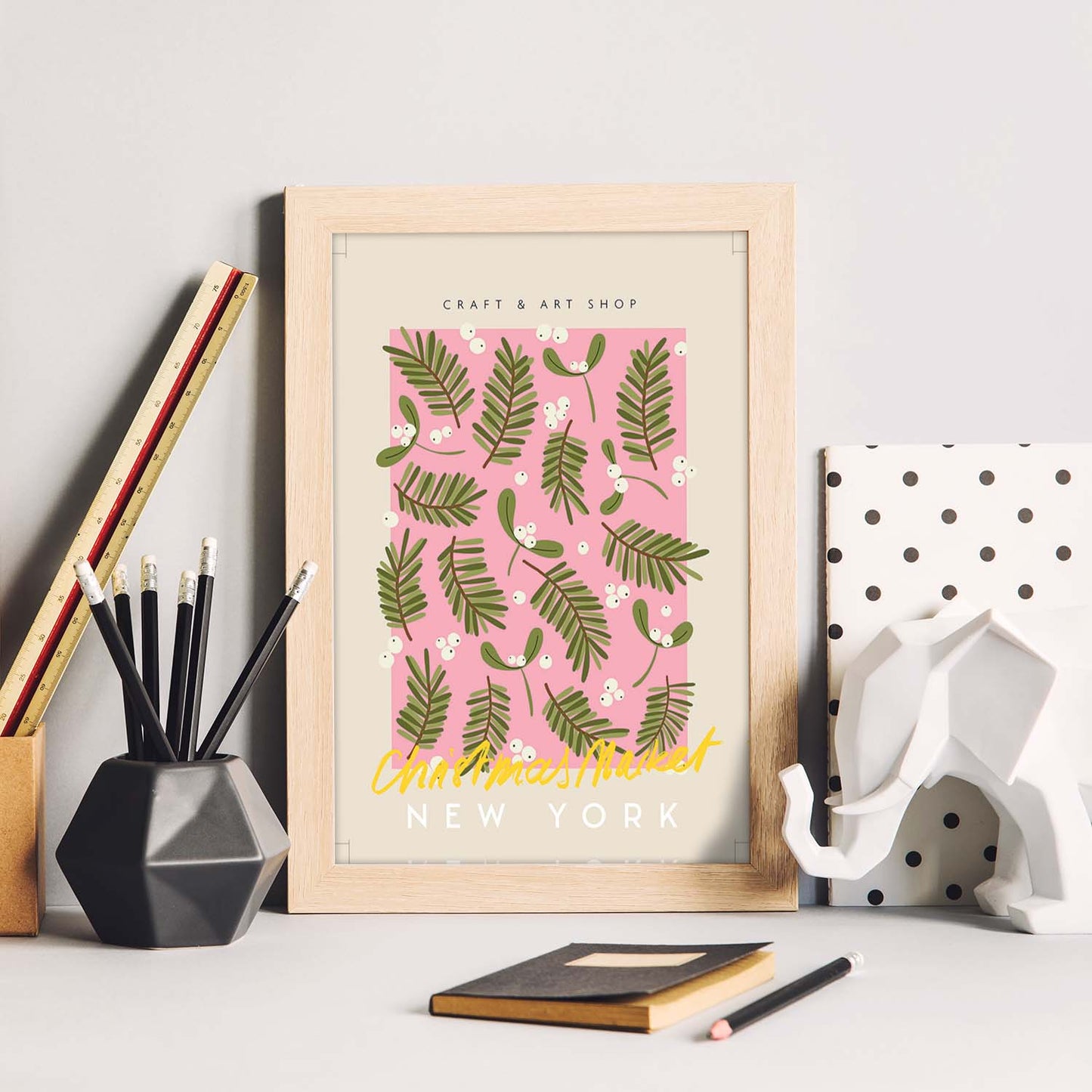 Lamina artistica decorativa con ilustración de Mercado navideño de nueva york estilo Abstracto-Artwork-Nacnic-Nacnic Estudio SL