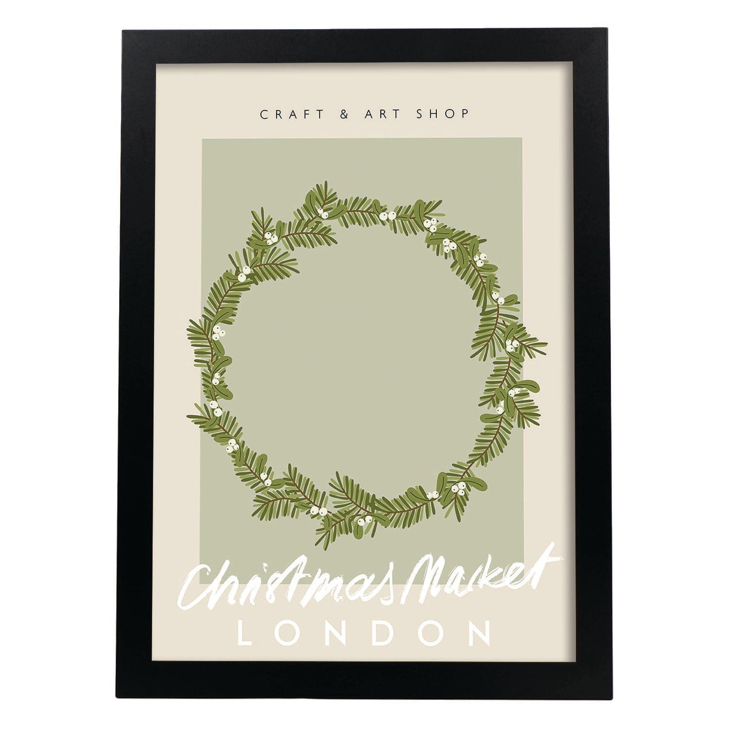 Lamina artistica decorativa con ilustración de Mercado navideño londres estilo Abstracto-Artwork-Nacnic-A4-Marco Negro-Nacnic Estudio SL