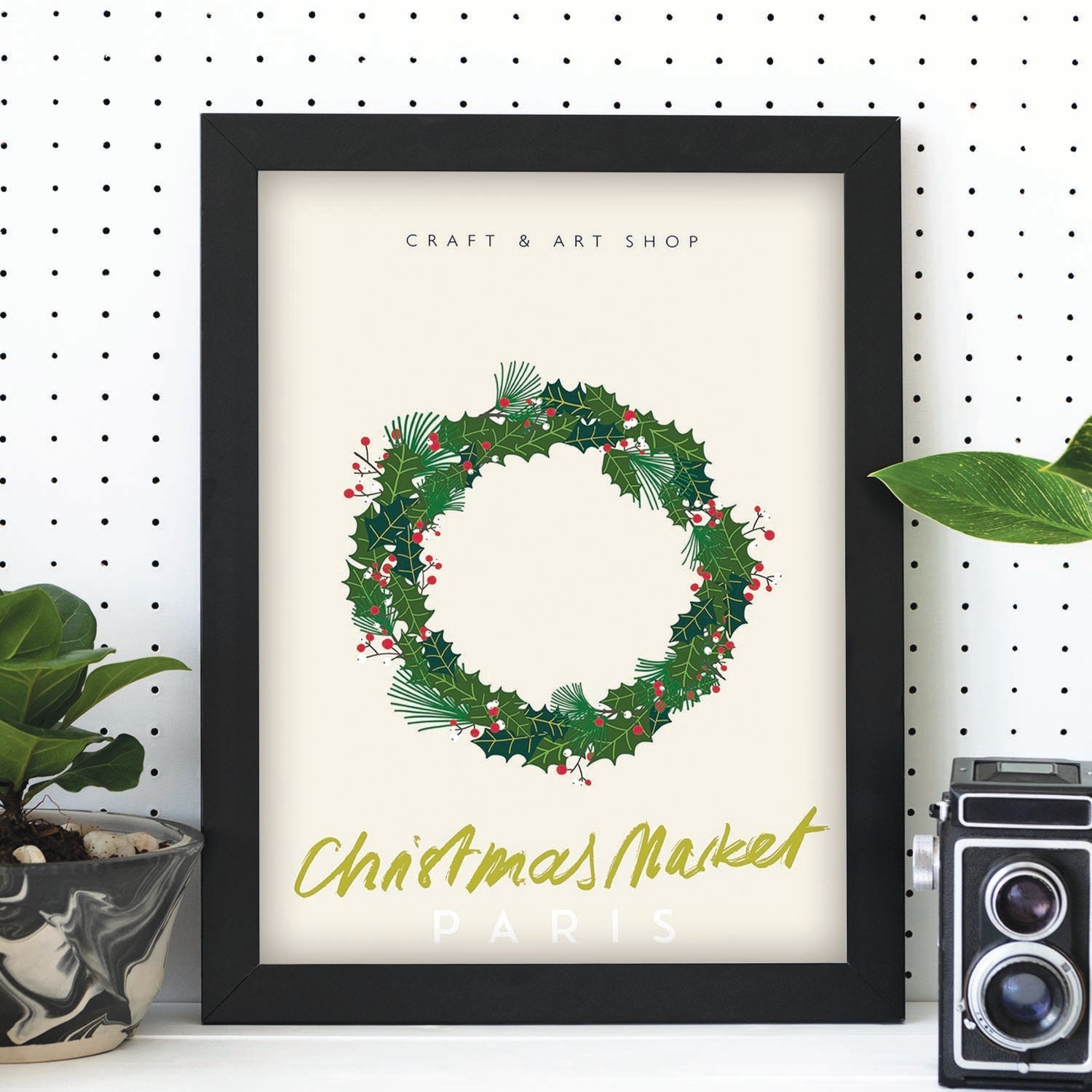 Lamina artistica decorativa con ilustración de Mercado navideño paris estilo Abstracto-Artwork-Nacnic-Nacnic Estudio SL