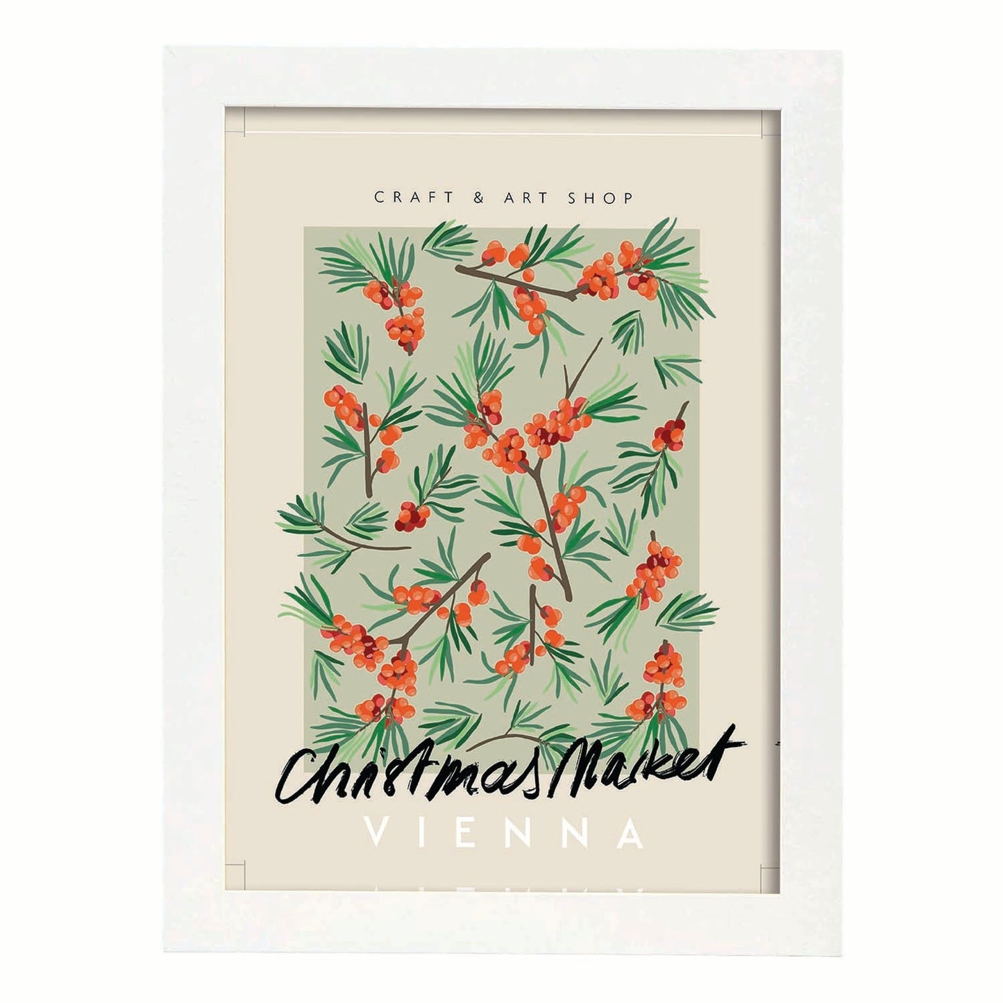 Lamina artistica decorativa con ilustración de Mercado navideño viena estilo Abstracto-Artwork-Nacnic-A3-Marco Blanco-Nacnic Estudio SL