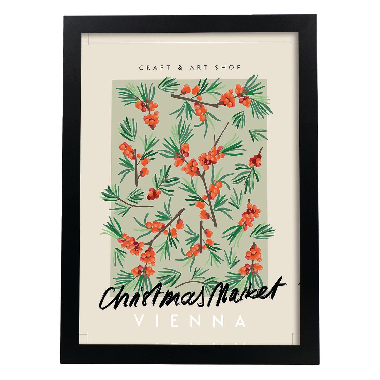 Lamina artistica decorativa con ilustración de Mercado navideño viena estilo Abstracto-Artwork-Nacnic-A3-Marco Negro-Nacnic Estudio SL