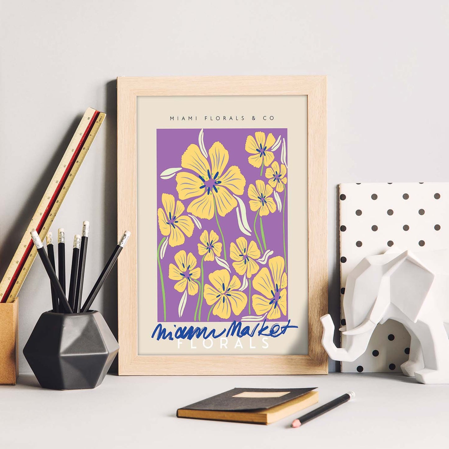 Lamina artistica decorativa con ilustración de Miami florals _ co-Artwork-Nacnic-Nacnic Estudio SL