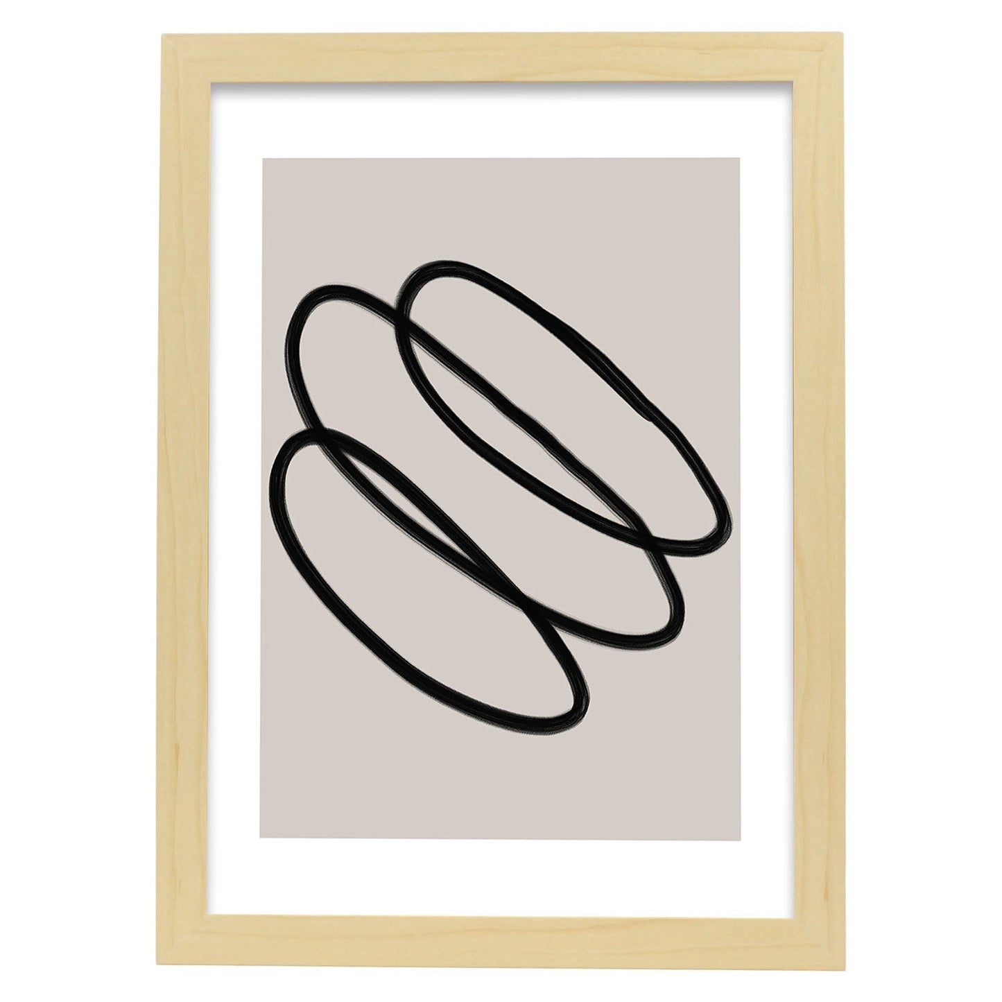 Lamina artistica decorativa con ilustración de Moderno Linea 01 estilo Abstracto-Artwork-Nacnic-A4-Marco Madera clara-Nacnic Estudio SL
