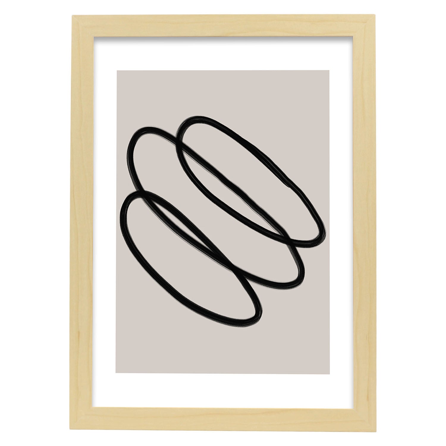 Lamina artistica decorativa con ilustración de Moderno Linea 01 estilo Abstracto-Artwork-Nacnic-A4-Marco Madera clara-Nacnic Estudio SL