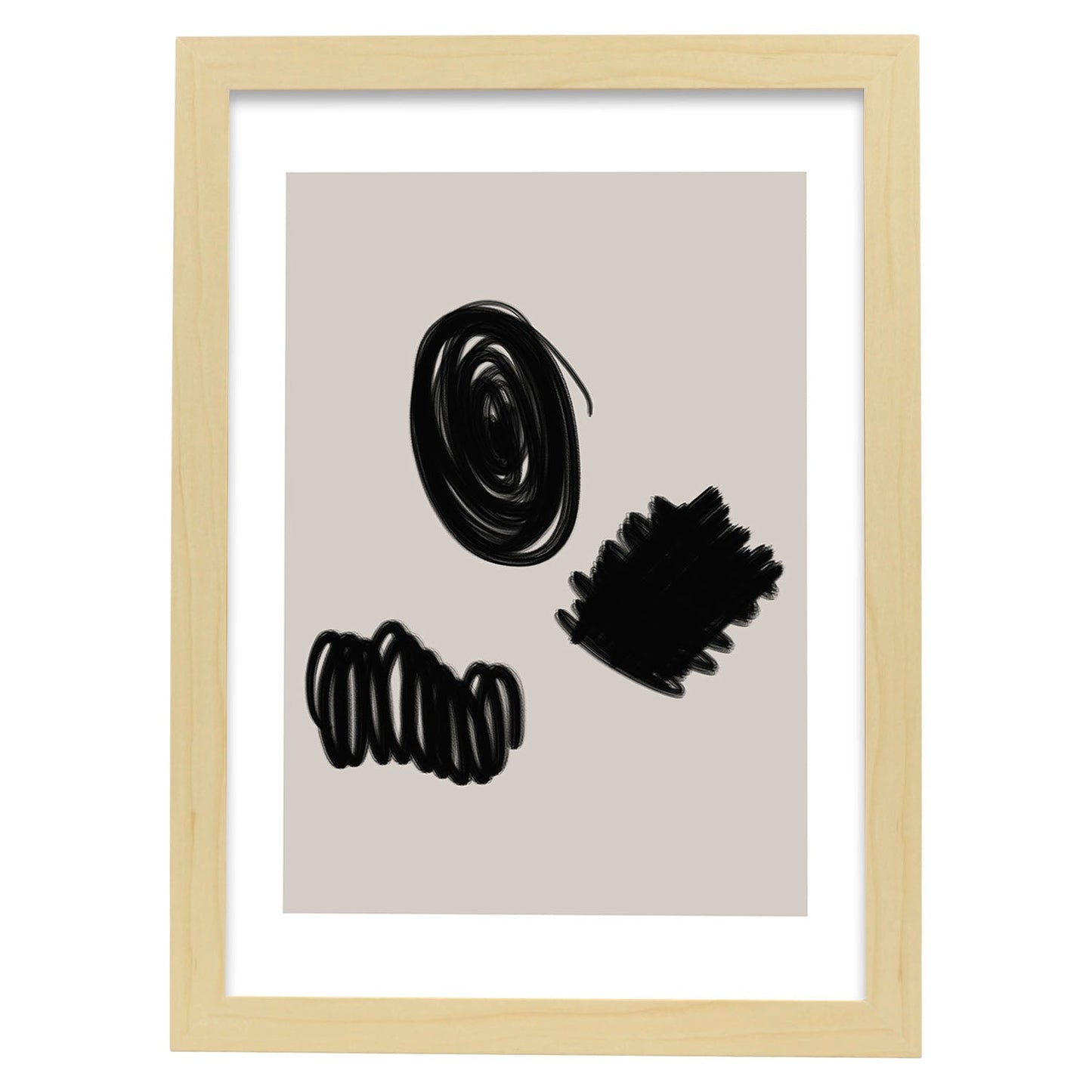 Lamina artistica decorativa con ilustración de Moderno Linea 02 estilo Abstracto-Artwork-Nacnic-A3-Marco Madera clara-Nacnic Estudio SL