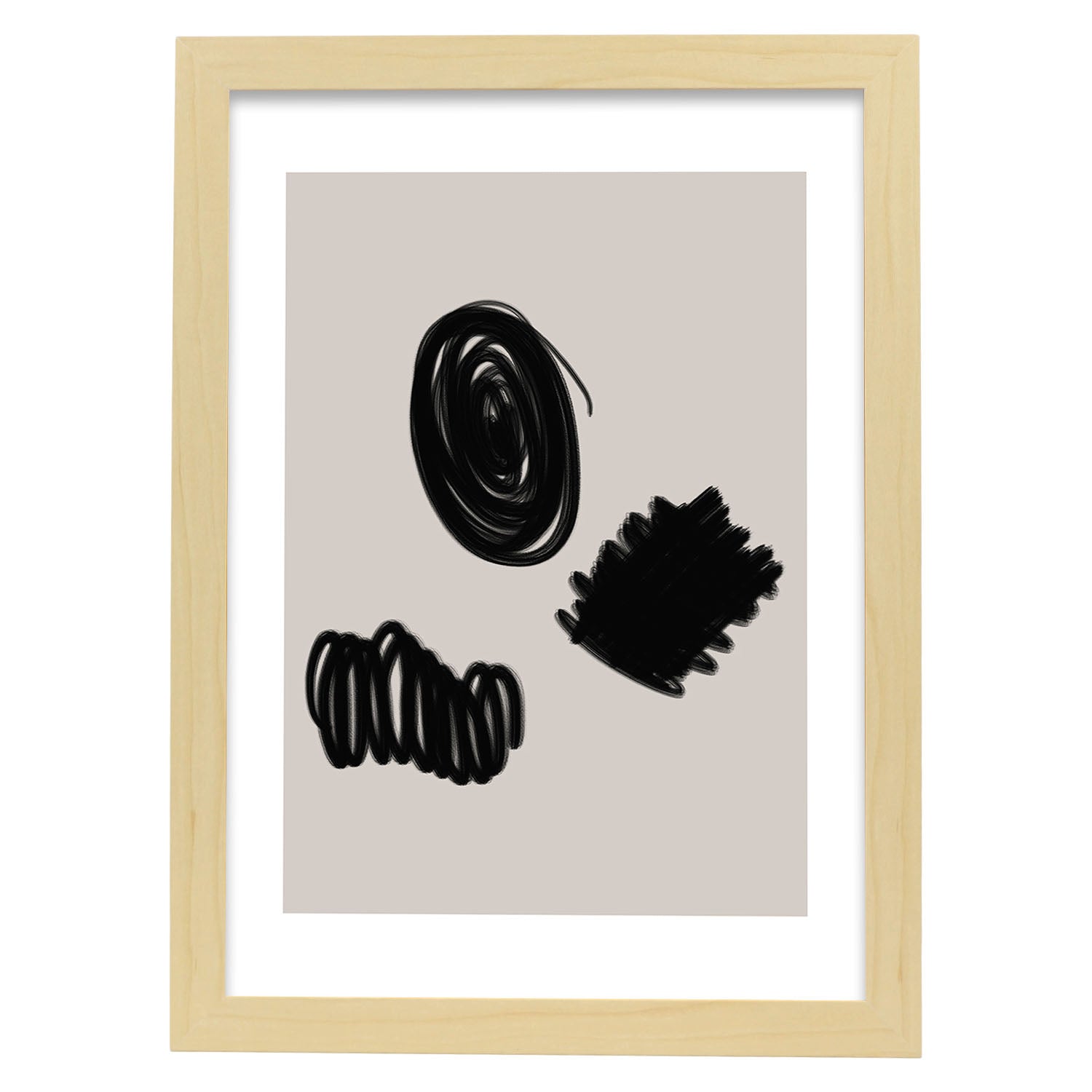 Lamina artistica decorativa con ilustración de Moderno Linea 02 estilo Abstracto-Artwork-Nacnic-A4-Marco Madera clara-Nacnic Estudio SL