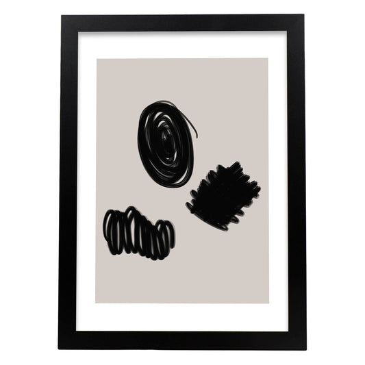 Lamina artistica decorativa con ilustración de Moderno Linea 02 estilo Abstracto-Artwork-Nacnic-A4-Marco Negro-Nacnic Estudio SL