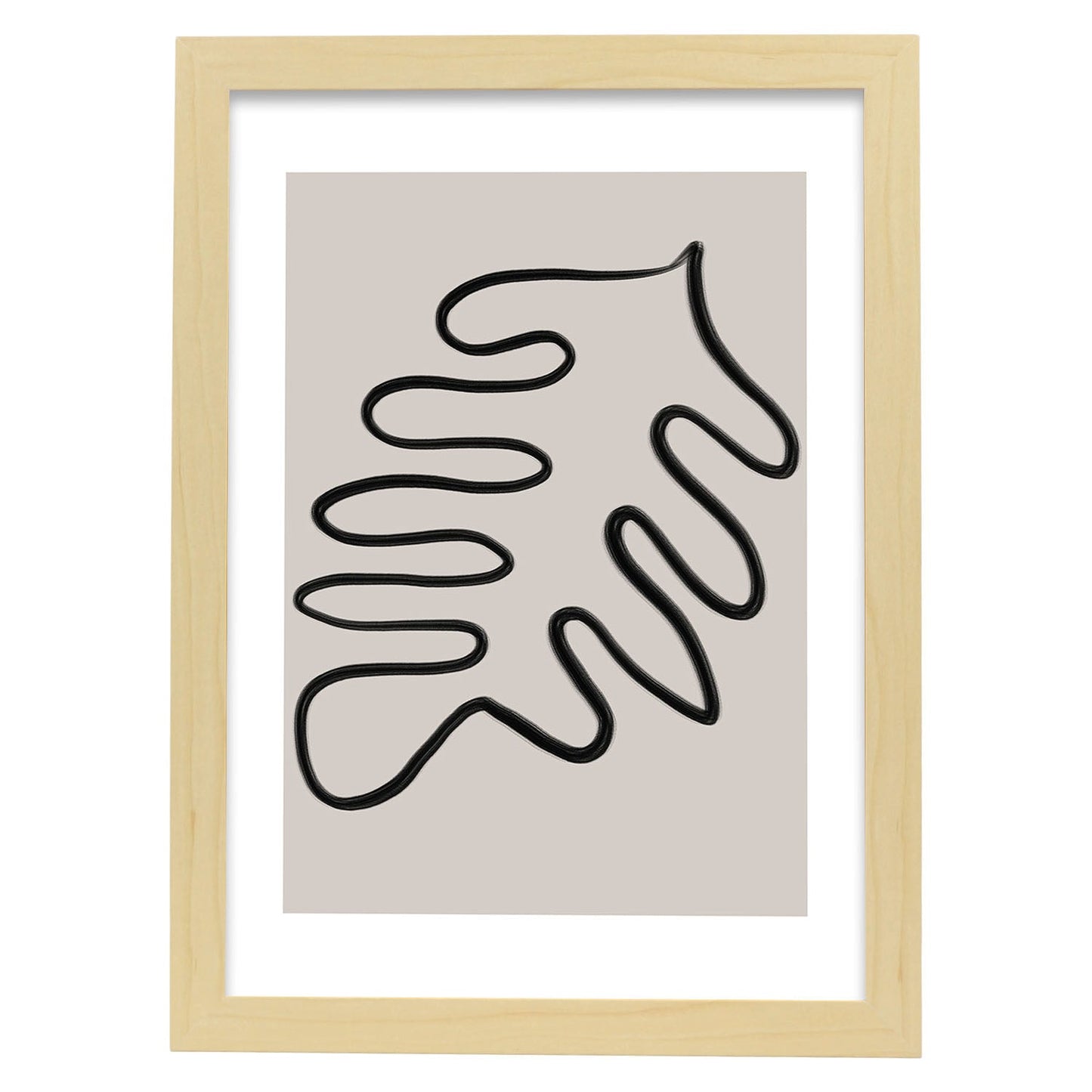 Lamina artistica decorativa con ilustración de Moderno Linea 03 estilo Abstracto-Artwork-Nacnic-A4-Marco Madera clara-Nacnic Estudio SL