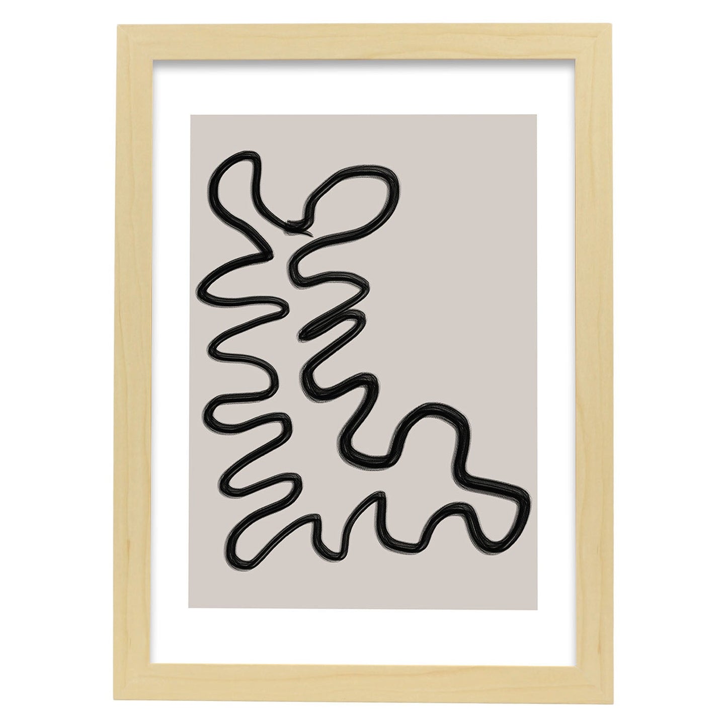Lamina artistica decorativa con ilustración de Moderno Linea 04 estilo Abstracto-Artwork-Nacnic-A3-Marco Madera clara-Nacnic Estudio SL