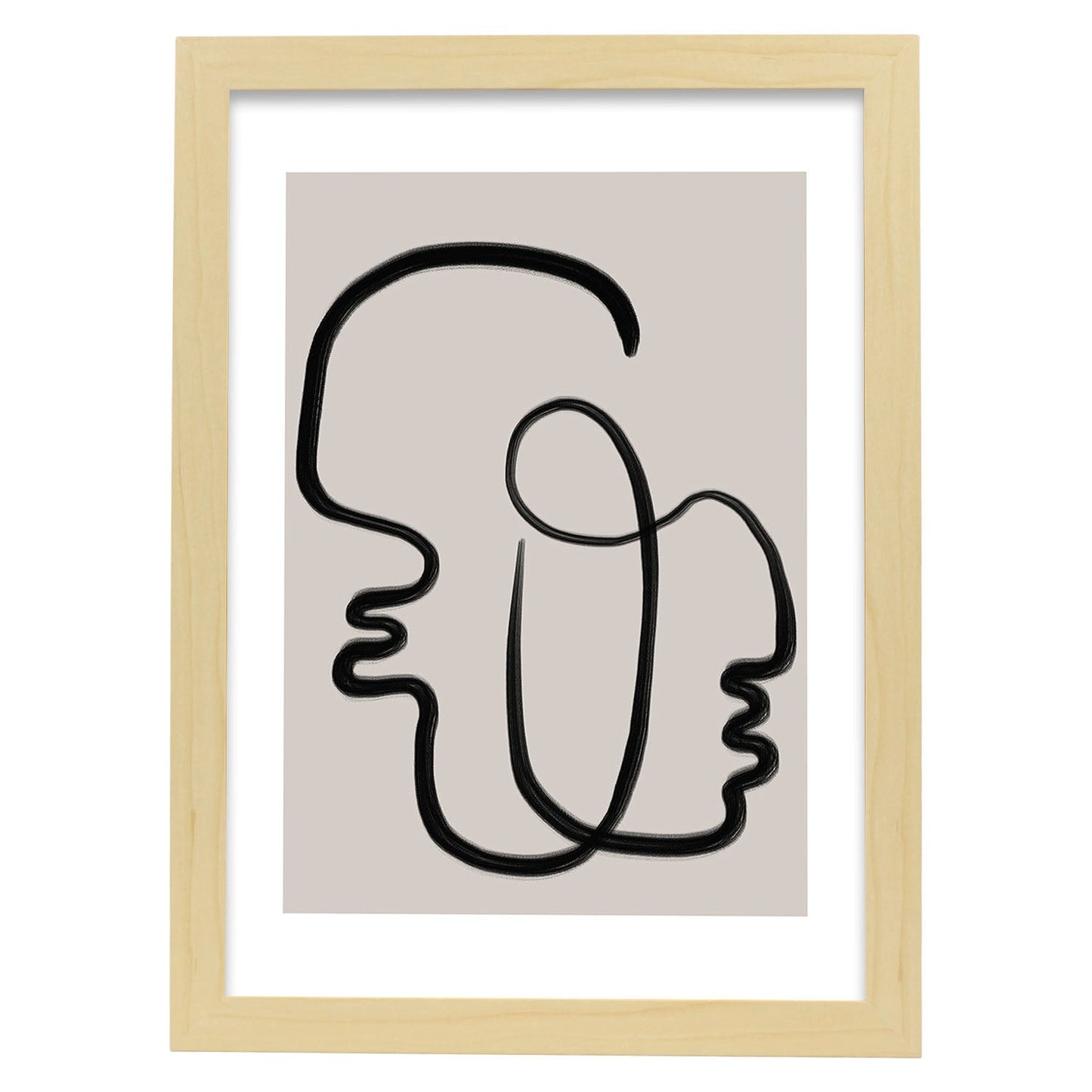 Lamina artistica decorativa con ilustración de Moderno Linea 13 estilo Abstracto-Artwork-Nacnic-A4-Marco Madera clara-Nacnic Estudio SL