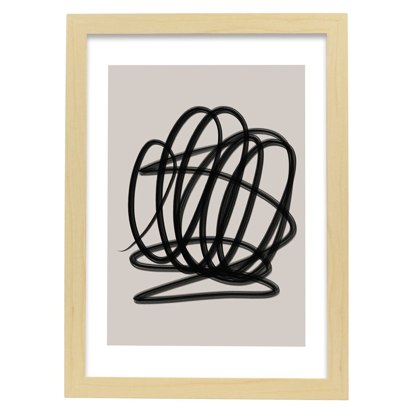 Lamina artistica decorativa con ilustración de Moderno Linea 15 estilo Abstracto-Artwork-Nacnic-A3-Marco Madera clara-Nacnic Estudio SL