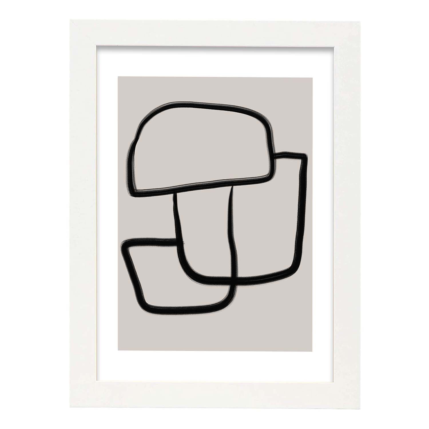 Lamina artistica decorativa con ilustración de Moderno Linea 16 estilo Abstracto-Artwork-Nacnic-A3-Marco Blanco-Nacnic Estudio SL