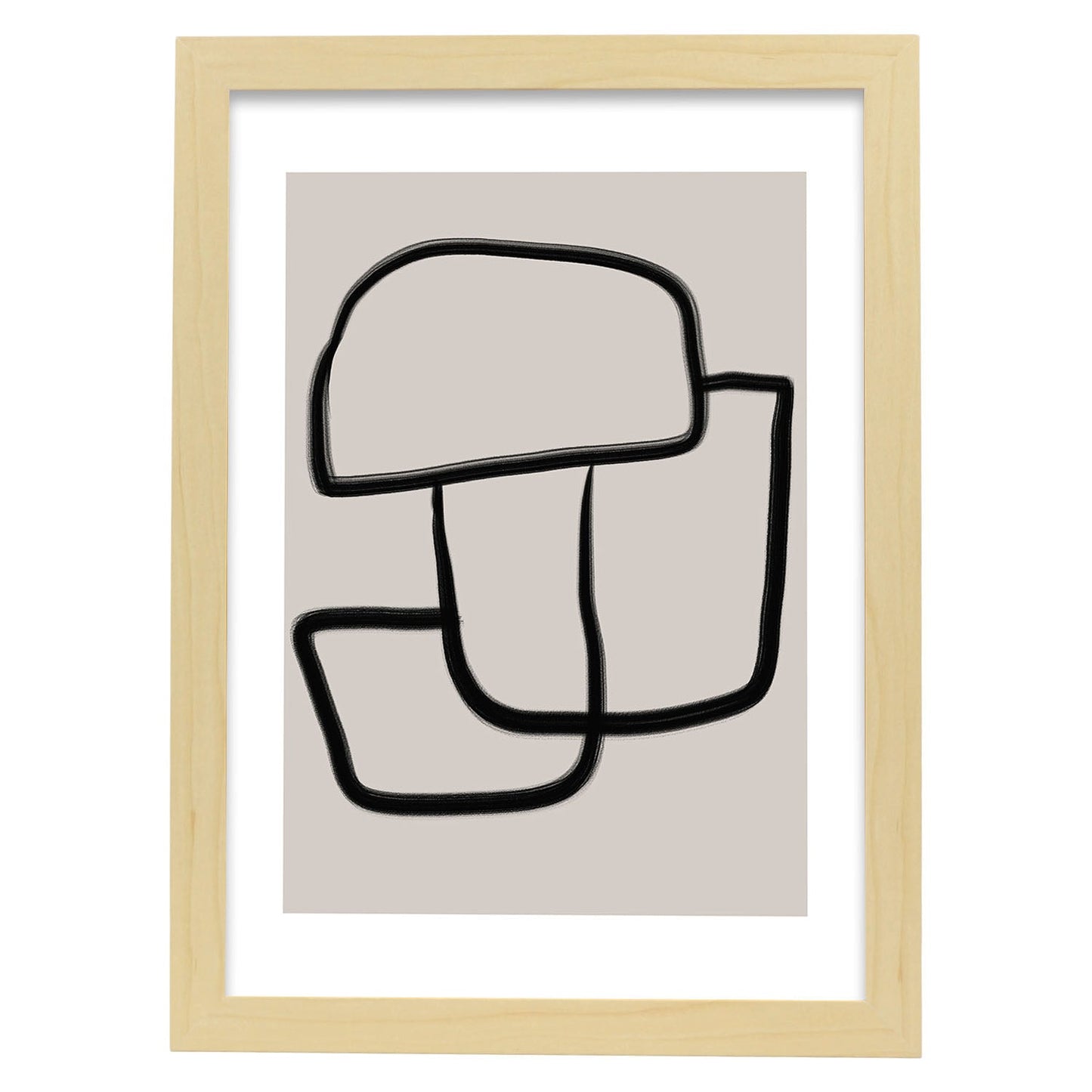 Lamina artistica decorativa con ilustración de Moderno Linea 16 estilo Abstracto-Artwork-Nacnic-A3-Marco Madera clara-Nacnic Estudio SL