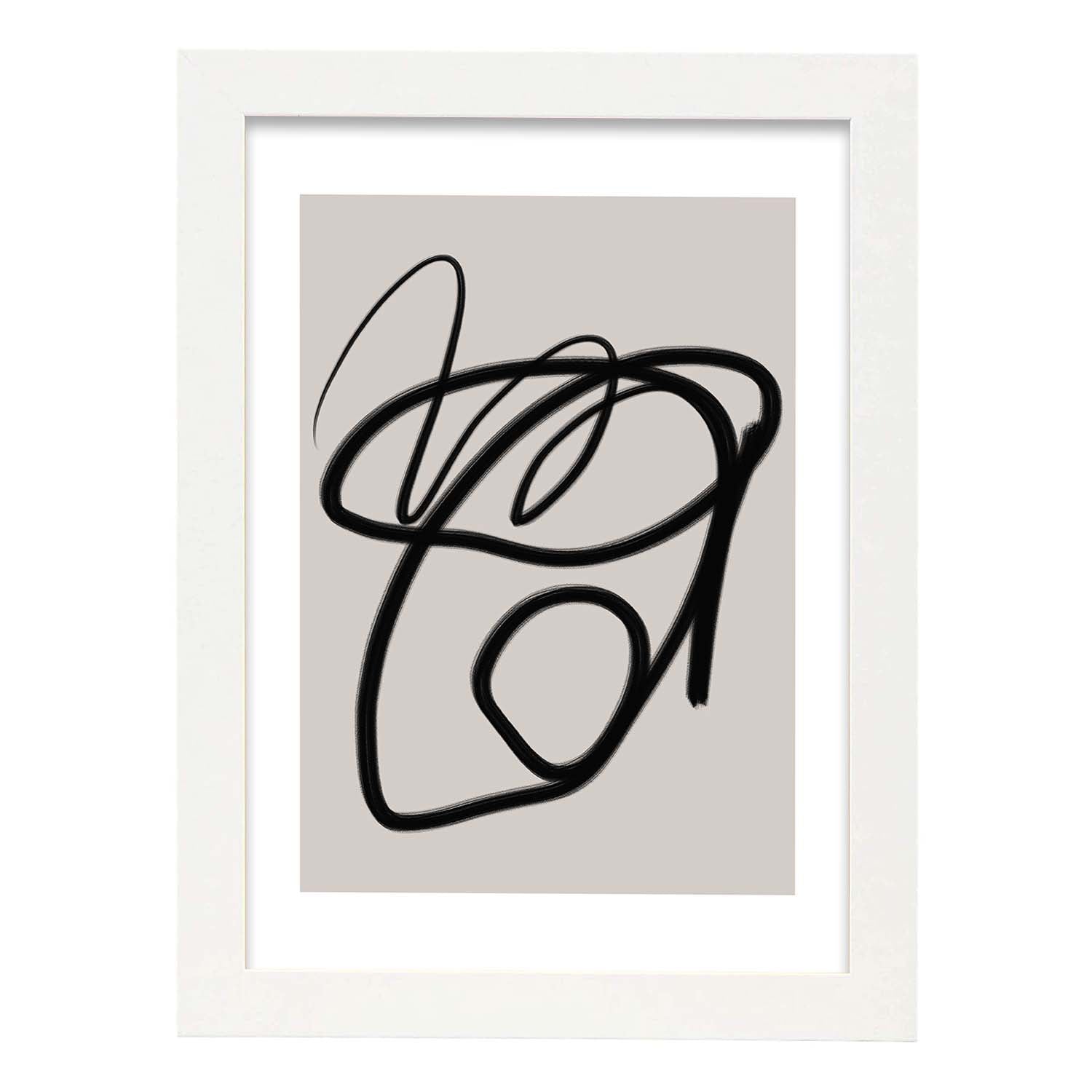 Lamina artistica decorativa con ilustración de Moderno Linea 18 estilo Abstracto-Artwork-Nacnic-A3-Marco Blanco-Nacnic Estudio SL