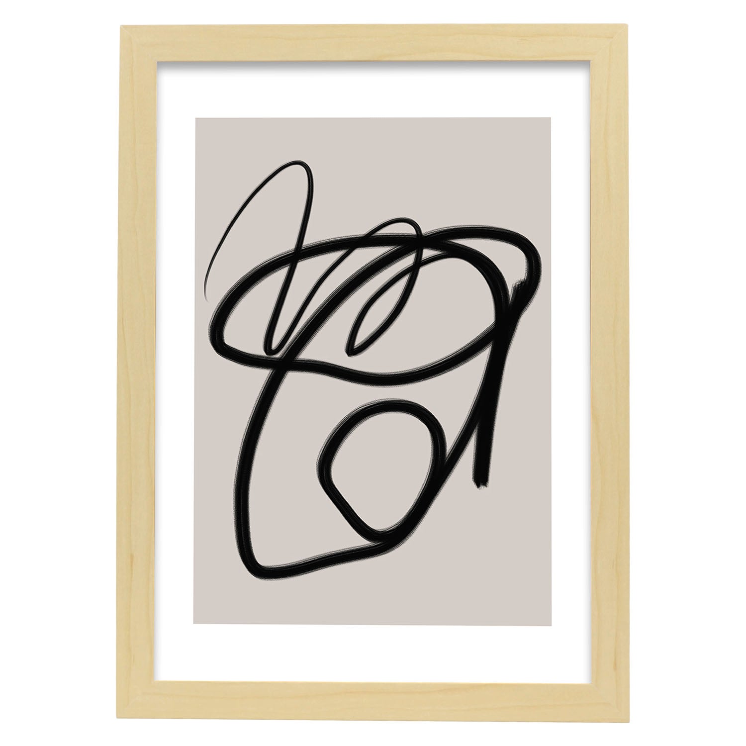 Lamina artistica decorativa con ilustración de Moderno Linea 18 estilo Abstracto-Artwork-Nacnic-A3-Marco Madera clara-Nacnic Estudio SL