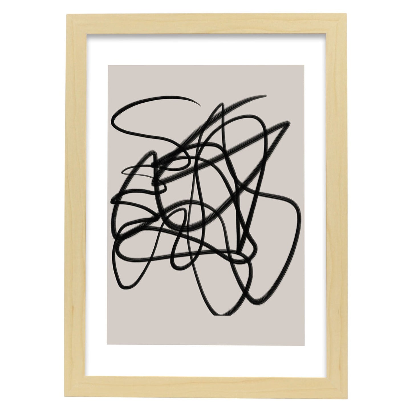 Lamina artistica decorativa con ilustración de Moderno Linea 19 estilo Abstracto-Artwork-Nacnic-A4-Marco Madera clara-Nacnic Estudio SL