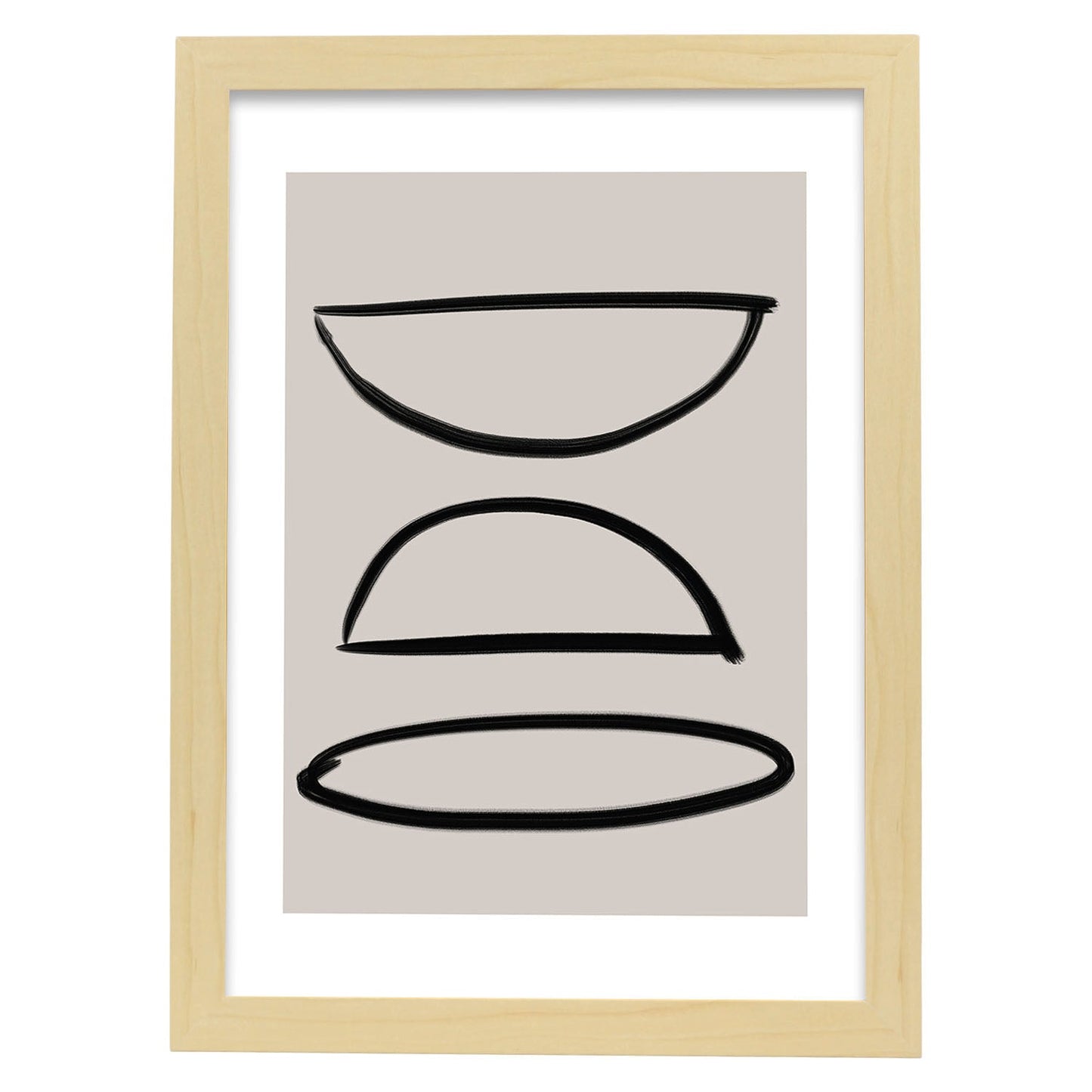Lamina artistica decorativa con ilustración de Moderno Linea 20 estilo Abstracto-Artwork-Nacnic-A3-Marco Madera clara-Nacnic Estudio SL