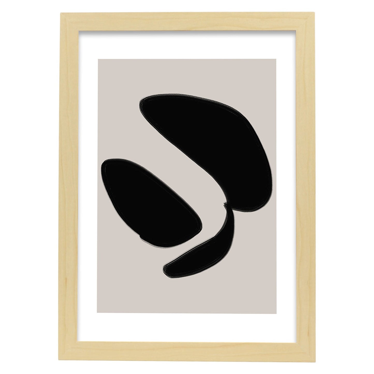 Lamina artistica decorativa con ilustración de Moderno Negro 01 estilo Abstracto-Artwork-Nacnic-A4-Marco Madera clara-Nacnic Estudio SL