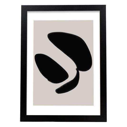 Lamina artistica decorativa con ilustración de Moderno Negro 01 estilo Abstracto-Artwork-Nacnic-A4-Marco Negro-Nacnic Estudio SL