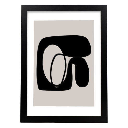 Lamina artistica decorativa con ilustración de Moderno Negro 02 estilo Abstracto-Artwork-Nacnic-A4-Marco Negro-Nacnic Estudio SL