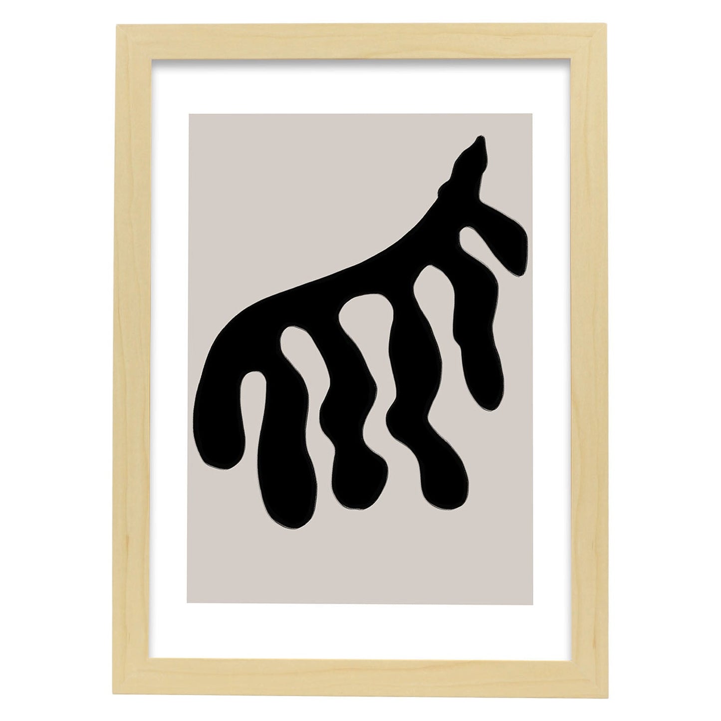 Lamina artistica decorativa con ilustración de Moderno Negro 04 estilo Abstracto-Artwork-Nacnic-A3-Marco Madera clara-Nacnic Estudio SL