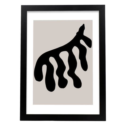 Lamina artistica decorativa con ilustración de Moderno Negro 04 estilo Abstracto-Artwork-Nacnic-A4-Marco Negro-Nacnic Estudio SL