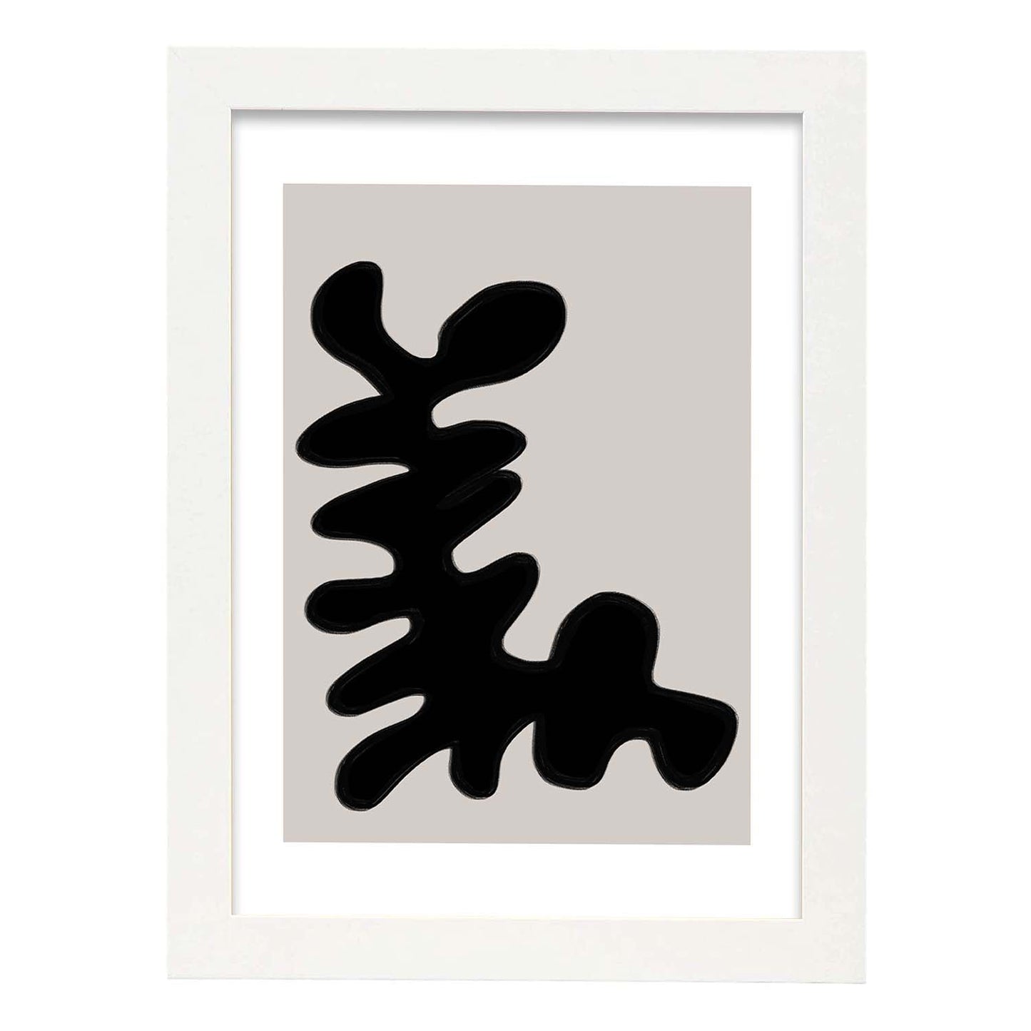 Lamina artistica decorativa con ilustración de Moderno Negro 06 estilo Abstracto-Artwork-Nacnic-A4-Marco Blanco-Nacnic Estudio SL