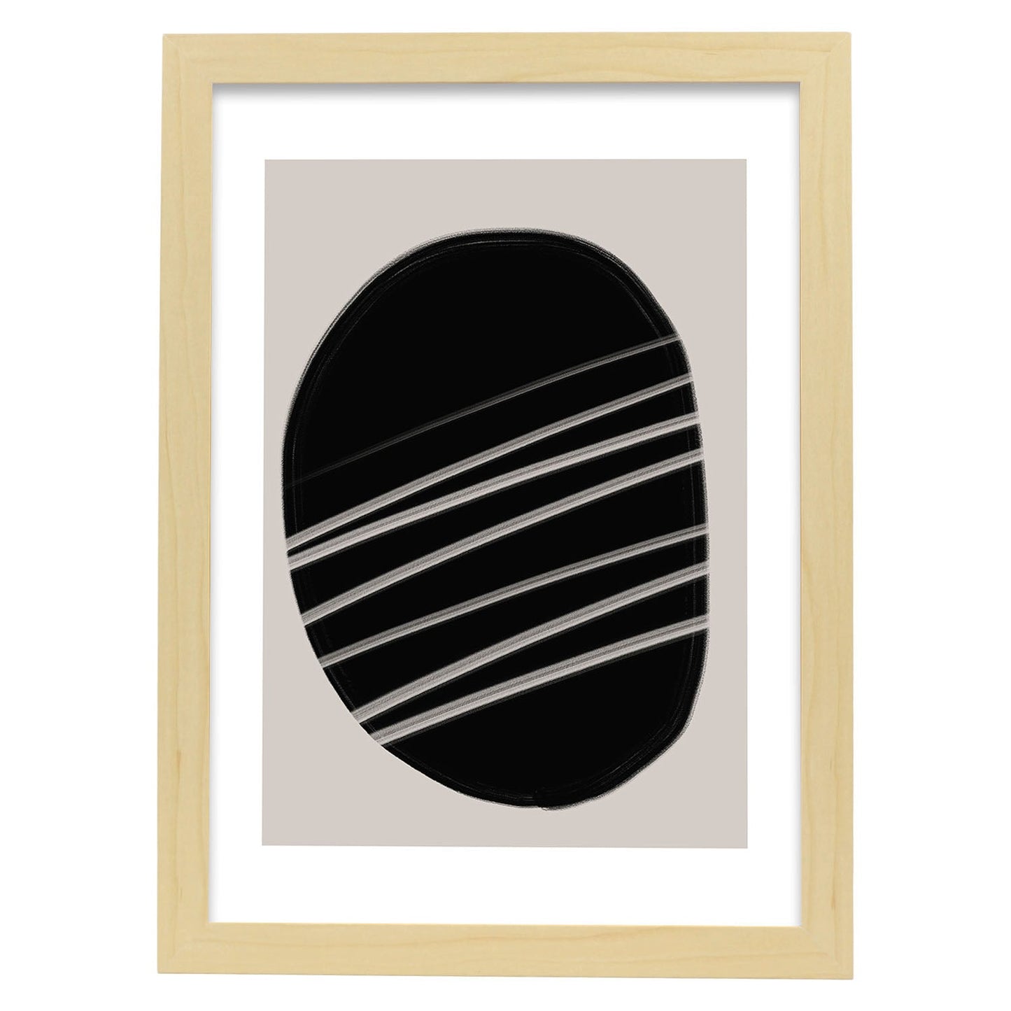 Lamina artistica decorativa con ilustración de Moderno Negro 09 estilo Abstracto-Artwork-Nacnic-A3-Marco Madera clara-Nacnic Estudio SL