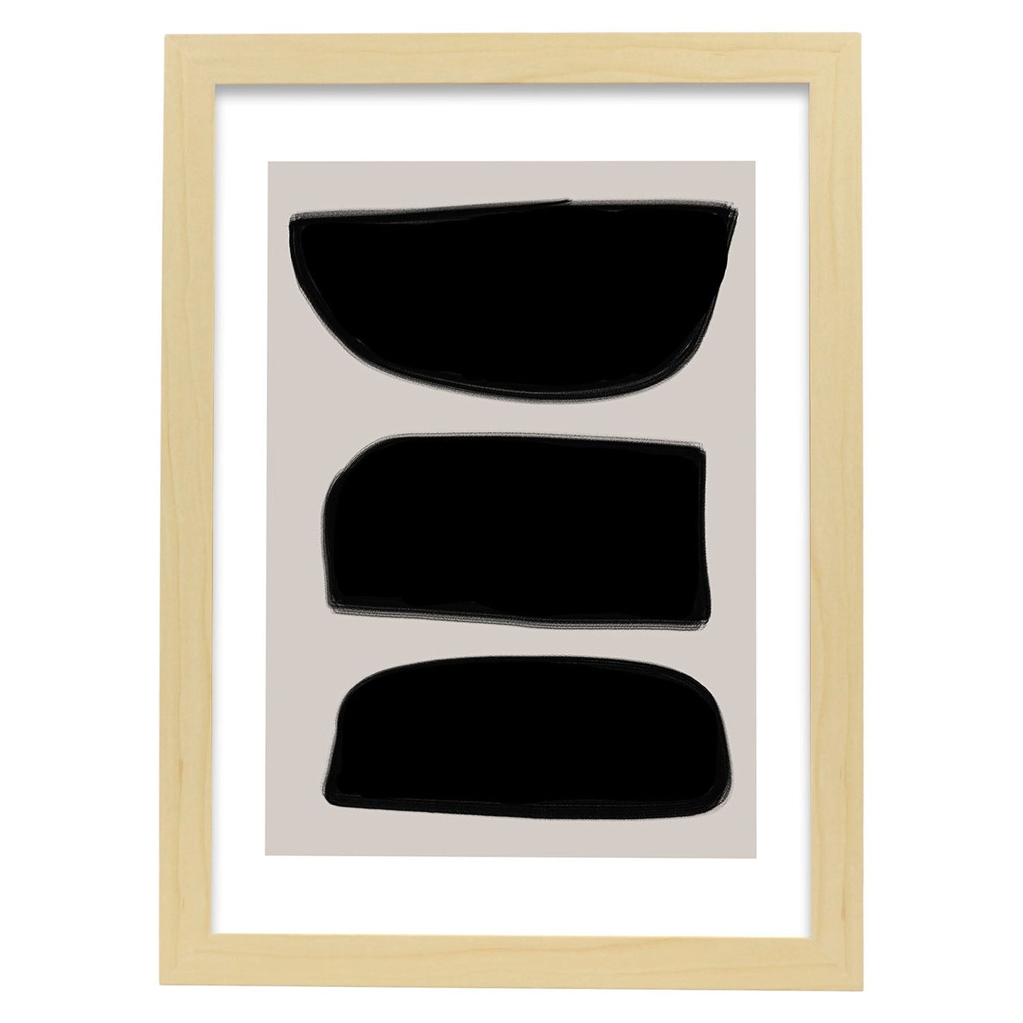 Lamina artistica decorativa con ilustración de Moderno Negro 10 estilo Abstracto-Artwork-Nacnic-A3-Marco Madera clara-Nacnic Estudio SL