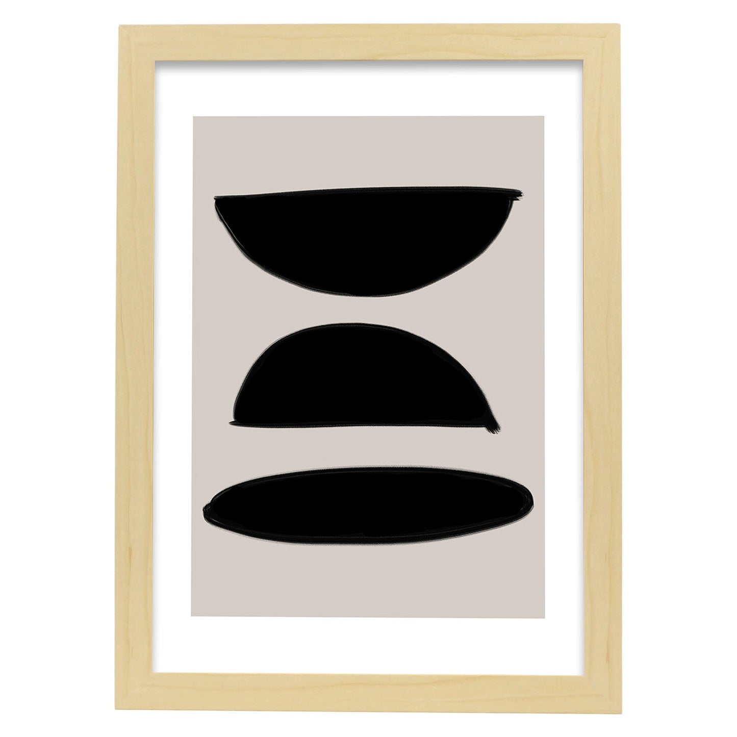 Lamina artistica decorativa con ilustración de Moderno Negro 11 estilo Abstracto-Artwork-Nacnic-A3-Marco Madera clara-Nacnic Estudio SL