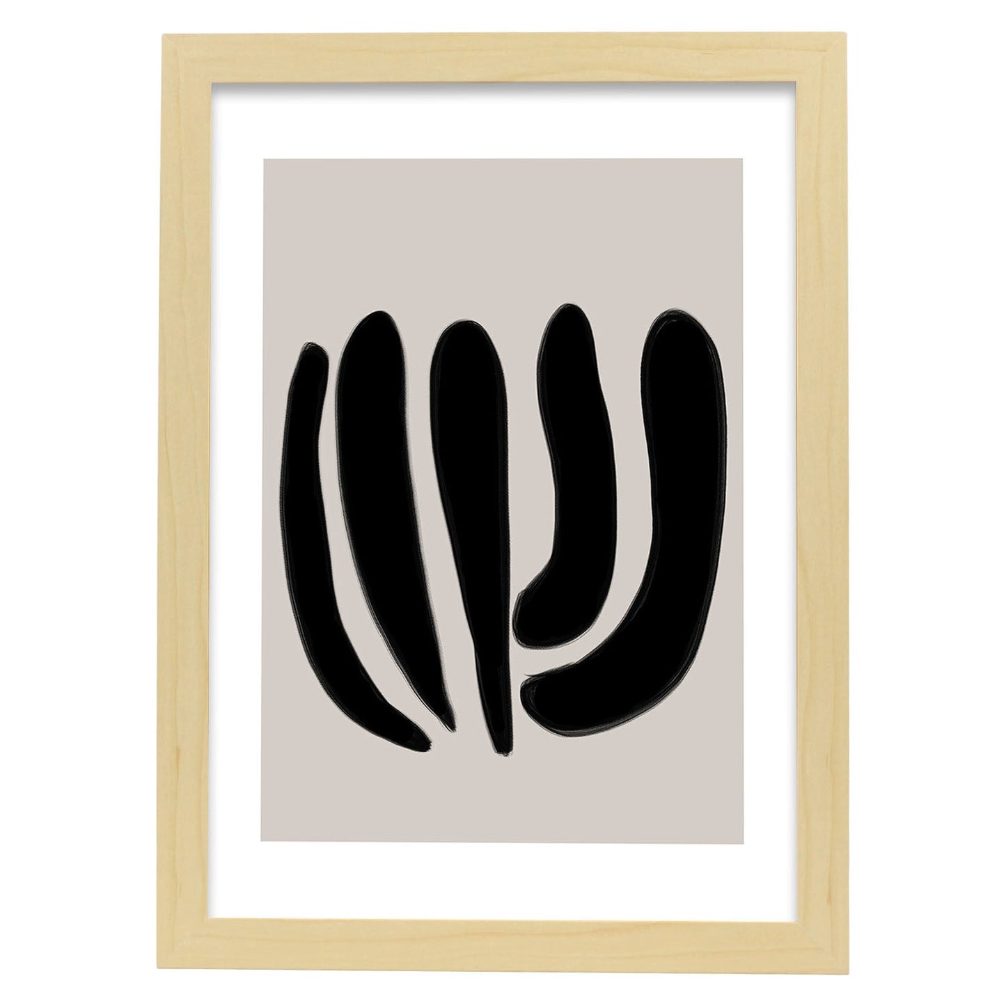 Lamina artistica decorativa con ilustración de Moderno Negro 12 estilo Abstracto-Artwork-Nacnic-A4-Marco Madera clara-Nacnic Estudio SL