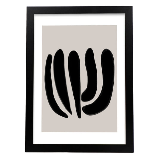 Lamina artistica decorativa con ilustración de Moderno Negro 12 estilo Abstracto-Artwork-Nacnic-A4-Marco Negro-Nacnic Estudio SL
