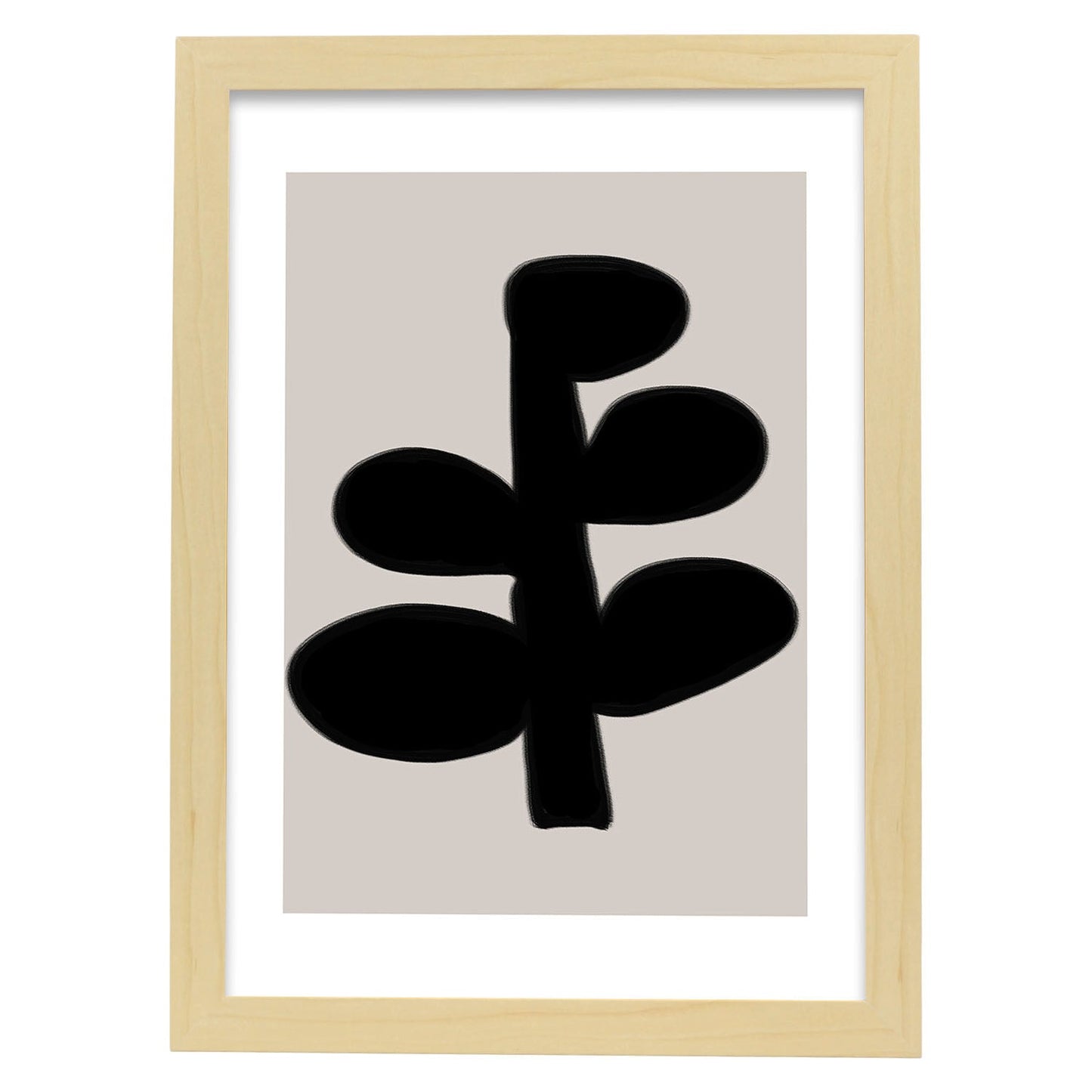 Lamina artistica decorativa con ilustración de Moderno Negro 13 estilo Abstracto-Artwork-Nacnic-A4-Marco Madera clara-Nacnic Estudio SL