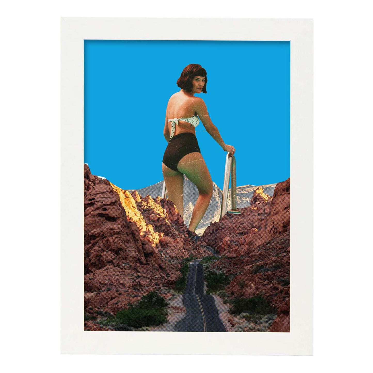 Lamina artistica decorativa con ilustración de Mujer estilo Collage-Artwork-Nacnic-A3-Marco Blanco-Nacnic Estudio SL