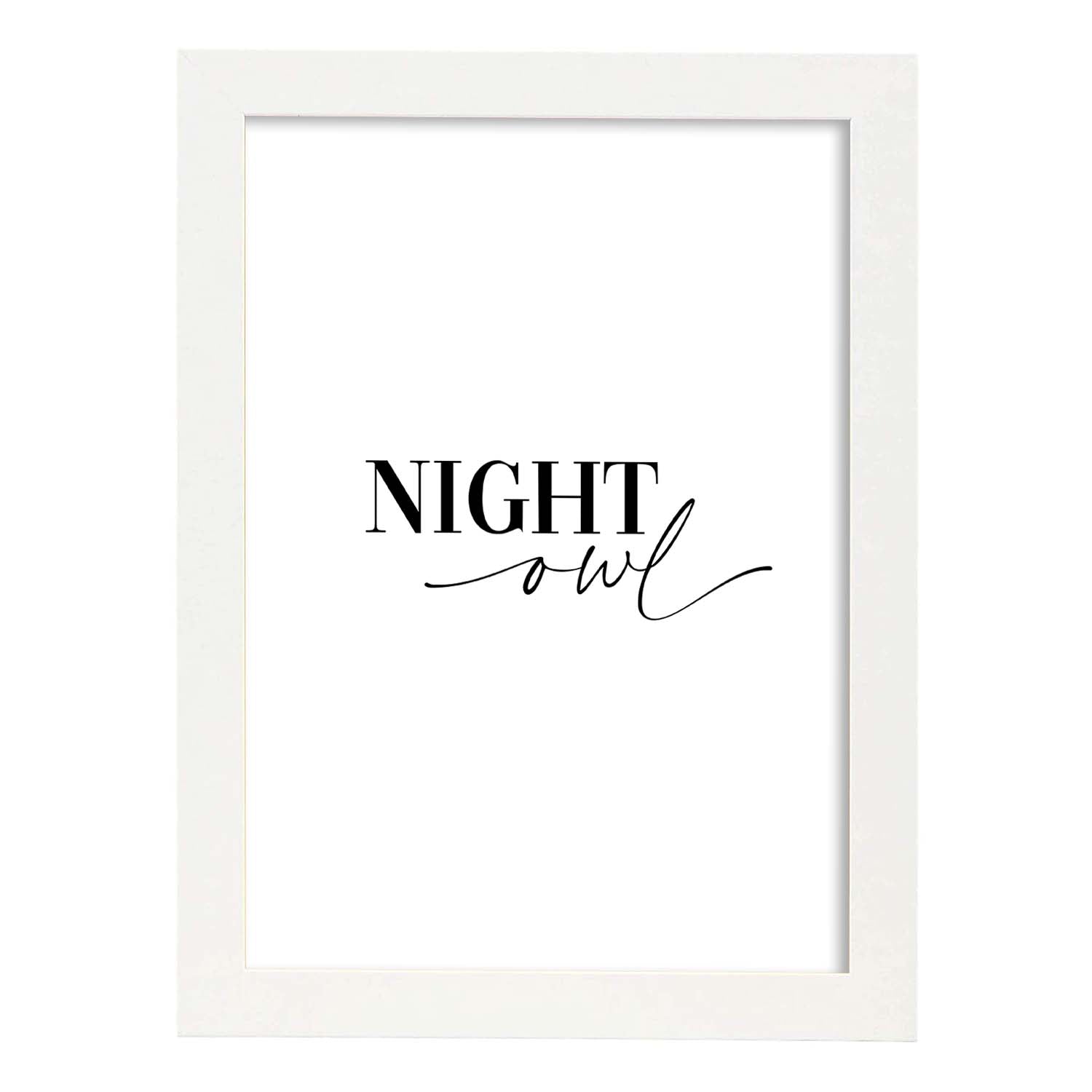 Lamina artistica decorativa con ilustración de night owl estilo Mensaje inspiracional-Artwork-Nacnic-A3-Marco Blanco-Nacnic Estudio SL