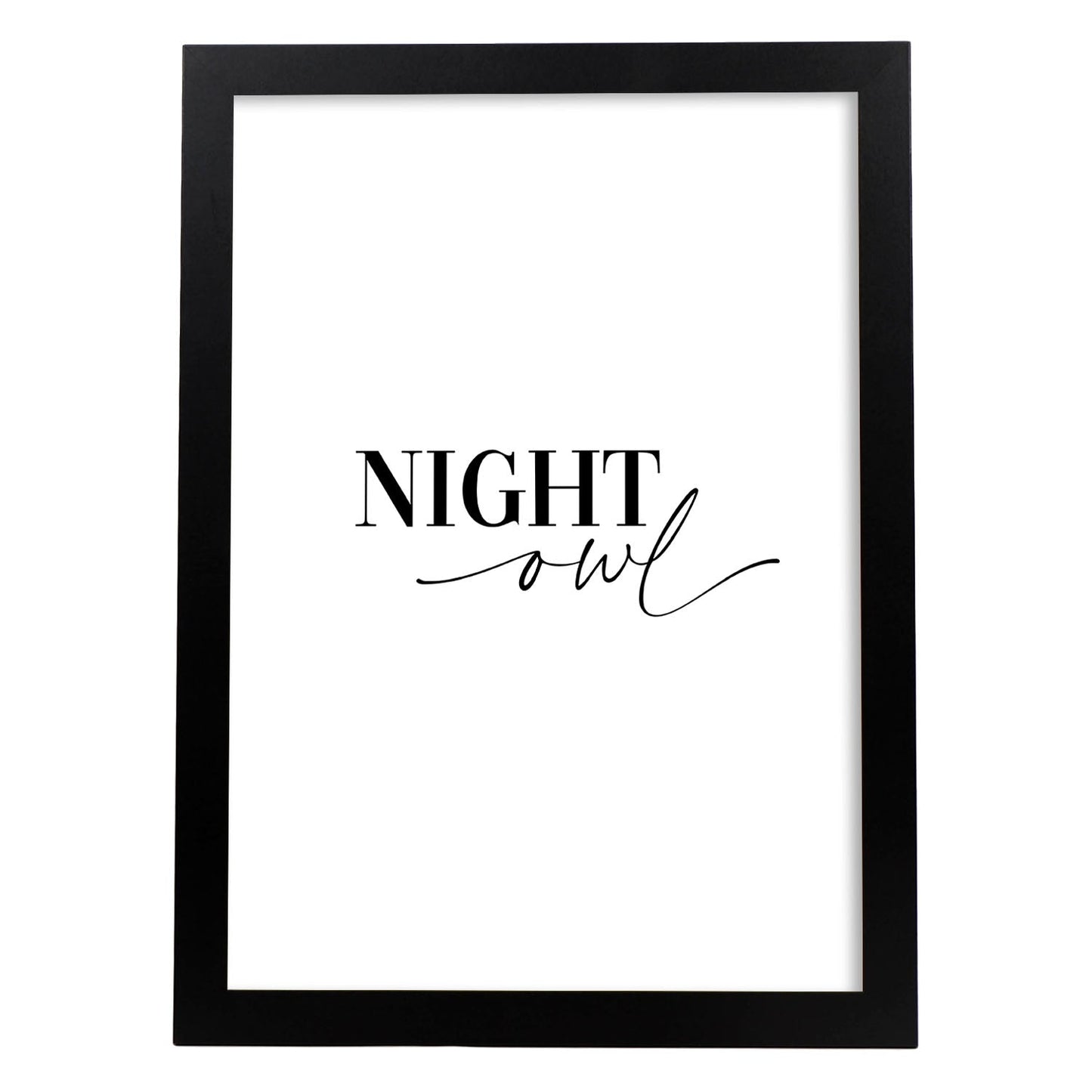 Lamina artistica decorativa con ilustración de night owl estilo Mensaje inspiracional-Artwork-Nacnic-A3-Marco Negro-Nacnic Estudio SL