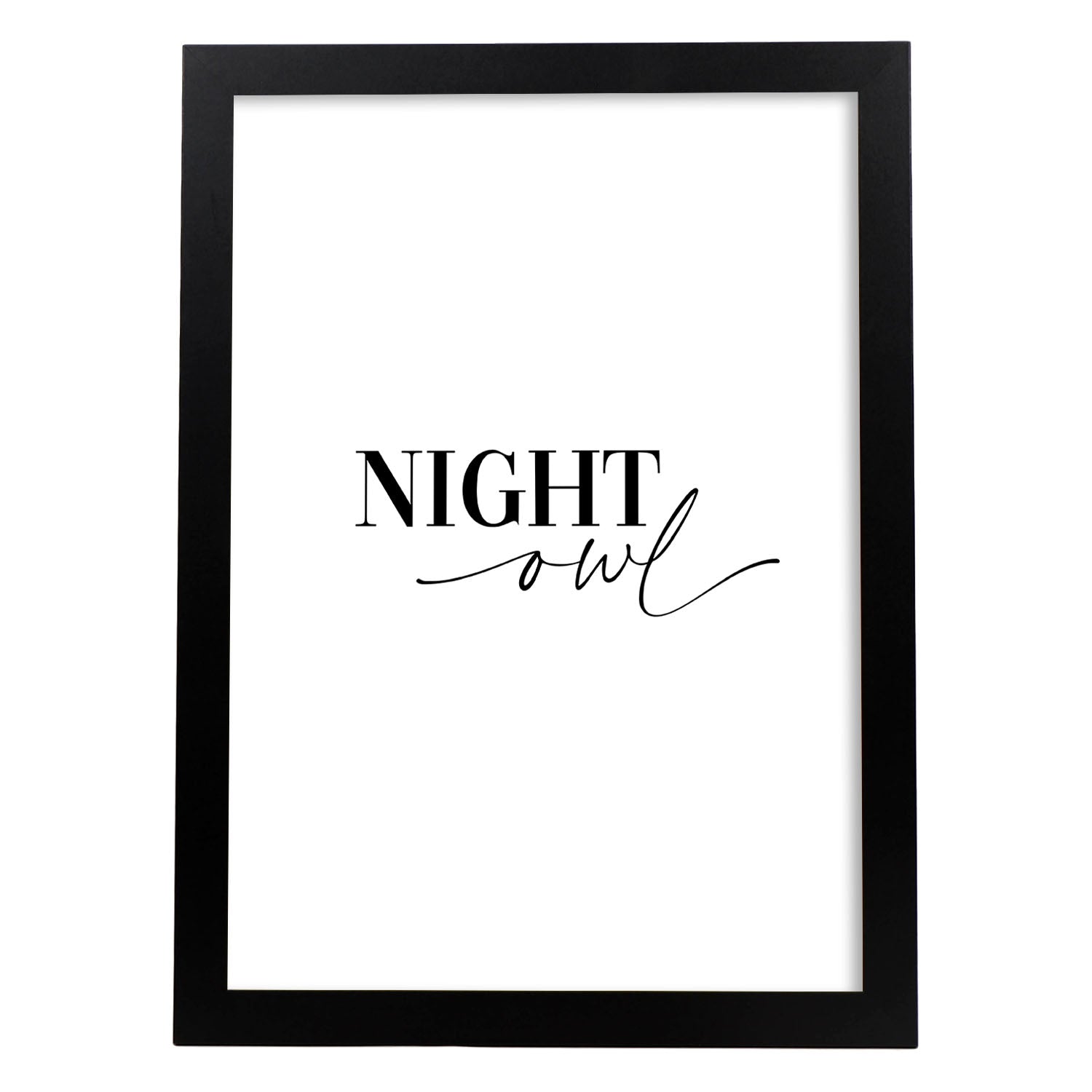 Lamina artistica decorativa con ilustración de night owl estilo Mensaje inspiracional-Artwork-Nacnic-A4-Marco Negro-Nacnic Estudio SL