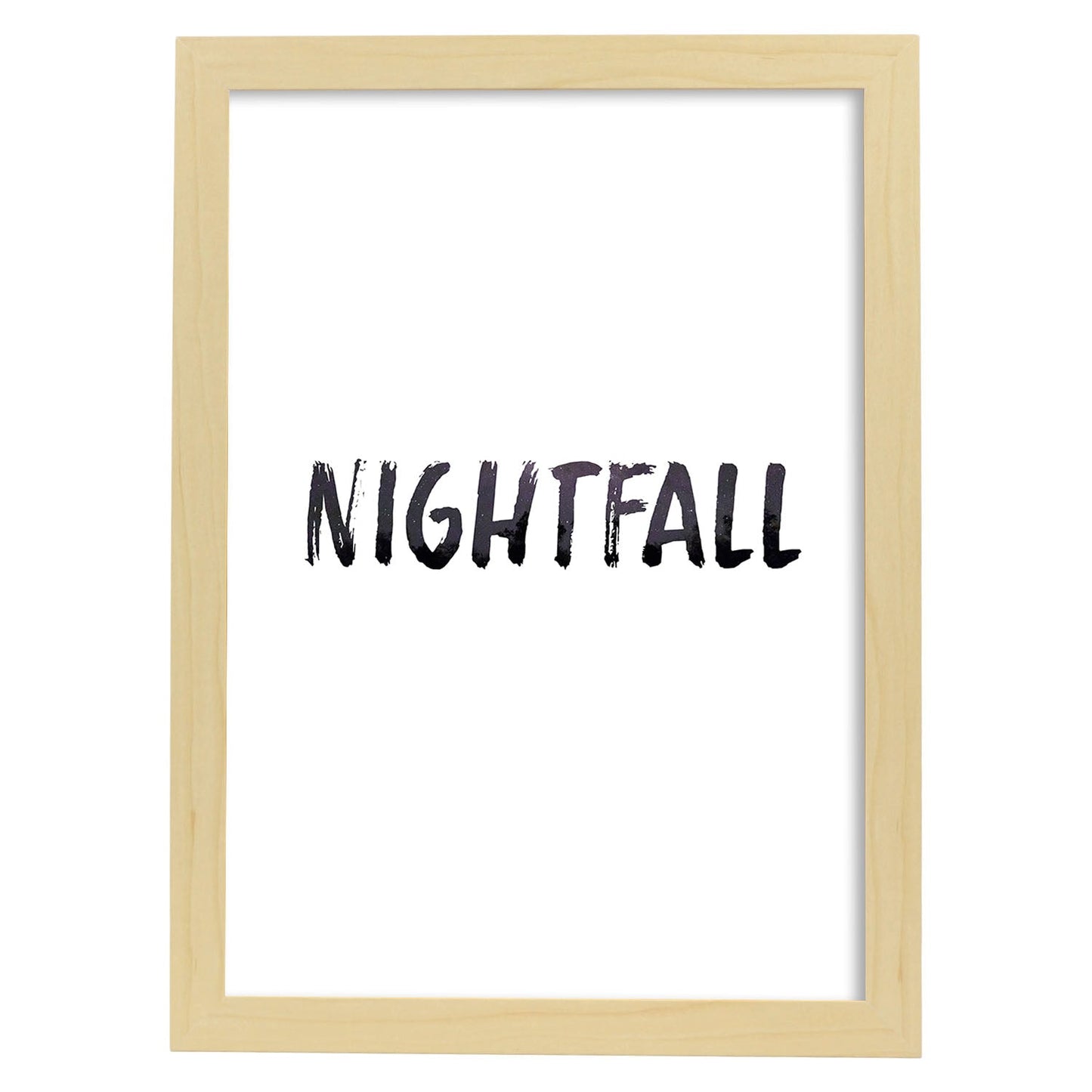 Lamina artistica decorativa con ilustración de nightfall estilo Mensaje inspiracional-Artwork-Nacnic-A3-Marco Madera clara-Nacnic Estudio SL