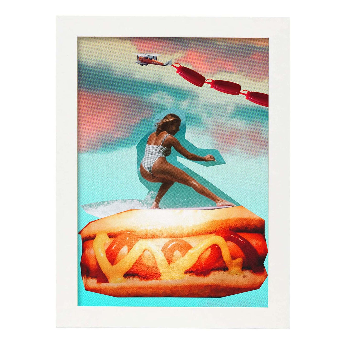 Lamina artistica decorativa con ilustración de Pancho estilo Collage-Artwork-Nacnic-A3-Marco Blanco-Nacnic Estudio SL
