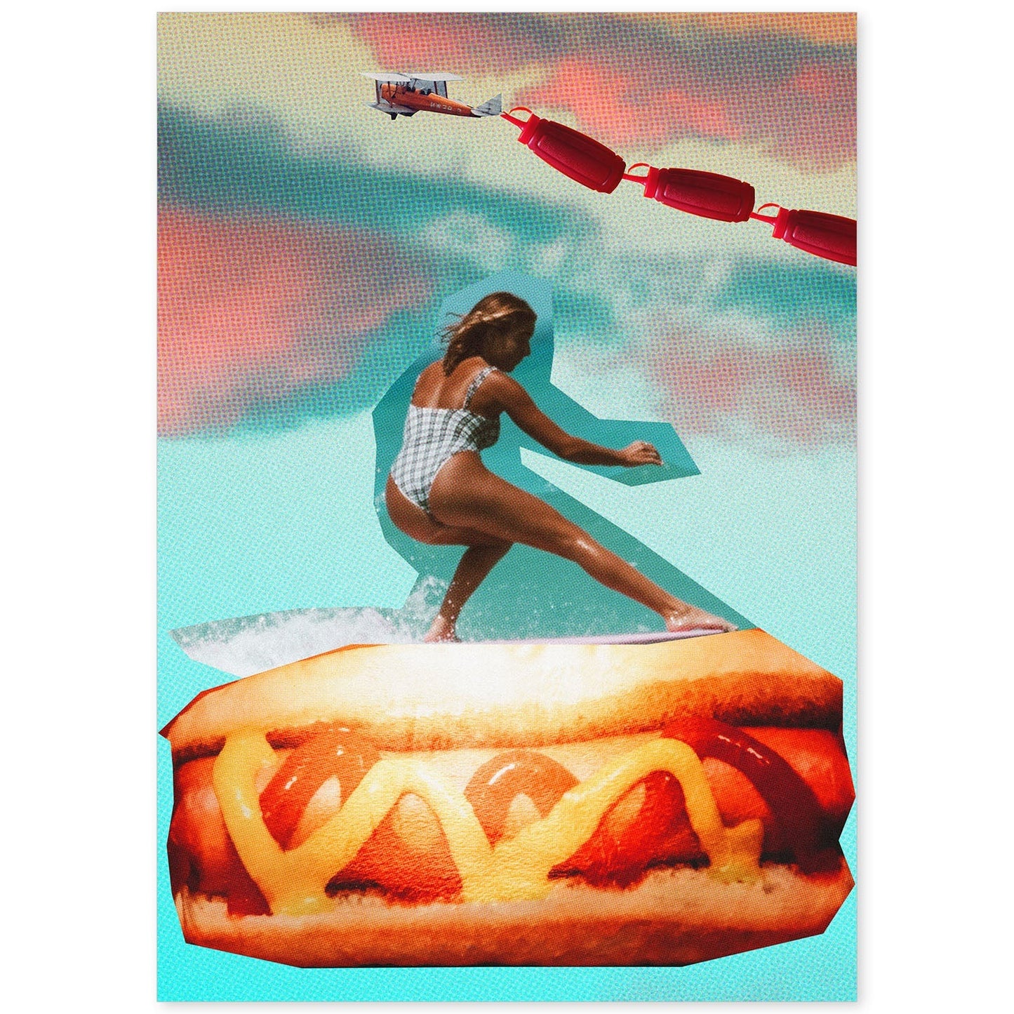 Lamina artistica decorativa con ilustración de Pancho estilo Collage-Artwork-Nacnic-A4-Sin marco-Nacnic Estudio SL