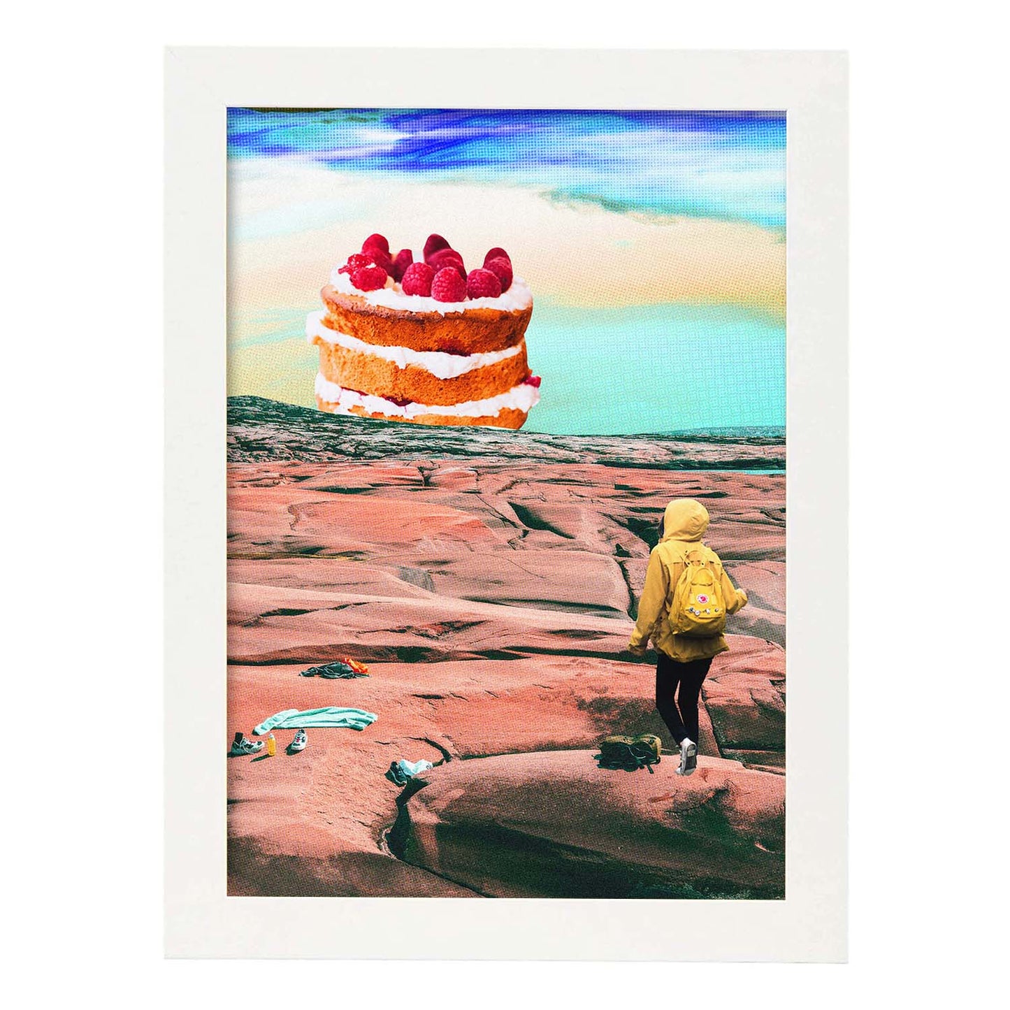Lamina artistica decorativa con ilustración de Pastel estilo Collage-Artwork-Nacnic-A4-Marco Blanco-Nacnic Estudio SL