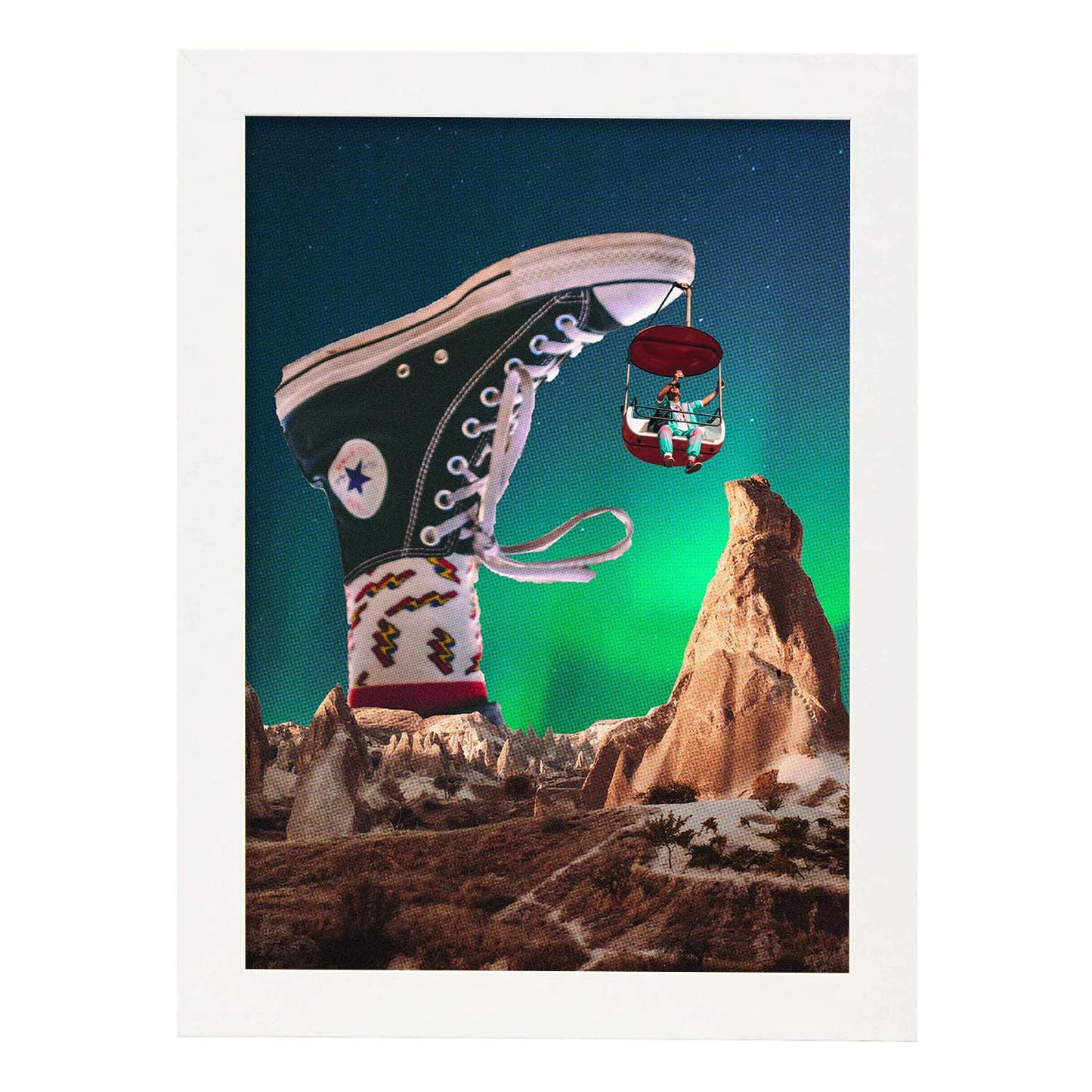 Lamina artistica decorativa con ilustración de Pie estilo Collage-Artwork-Nacnic-A3-Marco Blanco-Nacnic Estudio SL
