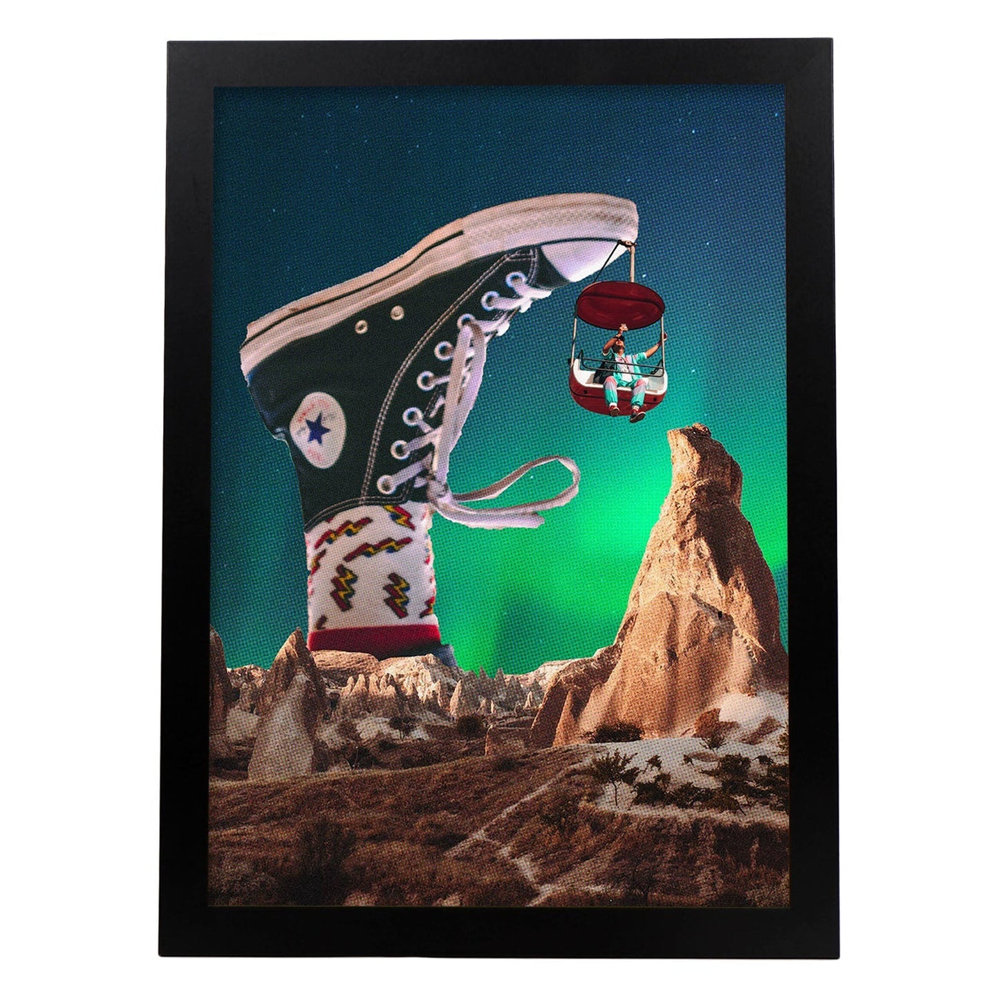 Lamina artistica decorativa con ilustración de Pie estilo Collage-Artwork-Nacnic-A3-Marco Negro-Nacnic Estudio SL