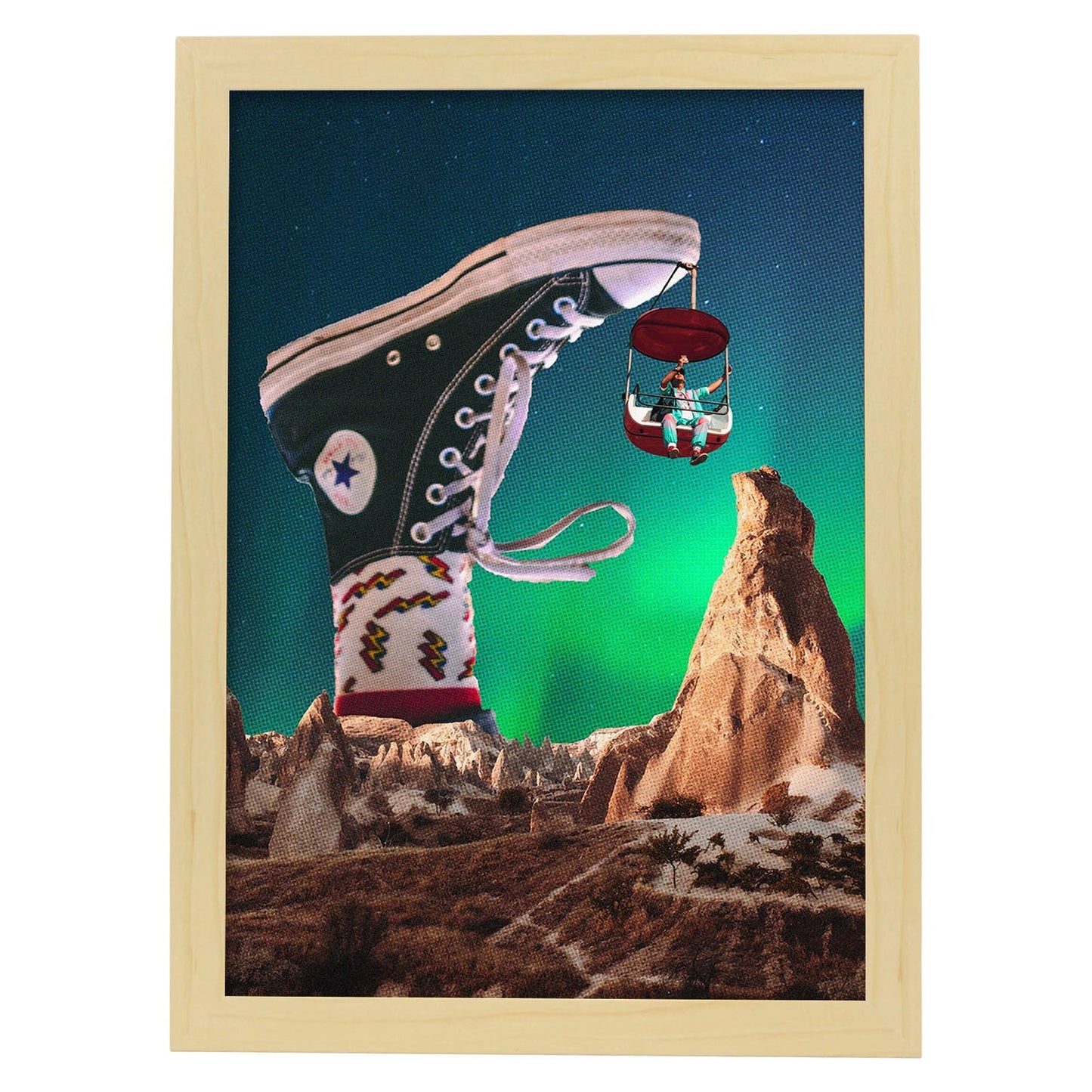 Lamina artistica decorativa con ilustración de Pie estilo Collage-Artwork-Nacnic-A4-Marco Madera clara-Nacnic Estudio SL