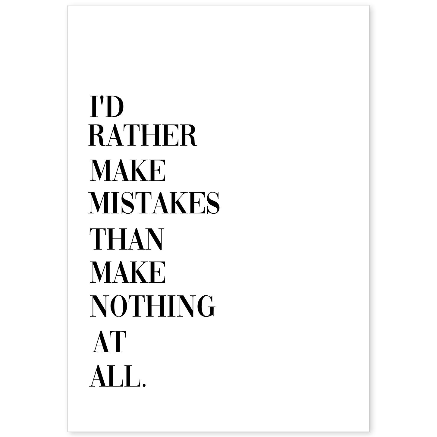 Lamina artistica decorativa con ilustración de Rather make mistakes estilo Mensaje inspiracional-Artwork-Nacnic-A4-Sin marco-Nacnic Estudio SL