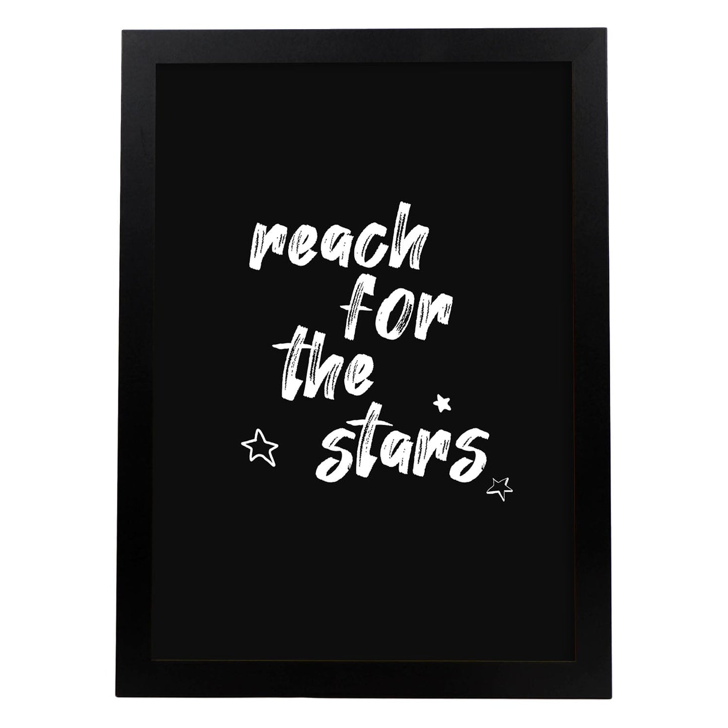 Lamina artistica decorativa con ilustración de reach for the stars estilo Mensaje inspiracional-Artwork-Nacnic-A3-Marco Negro-Nacnic Estudio SL