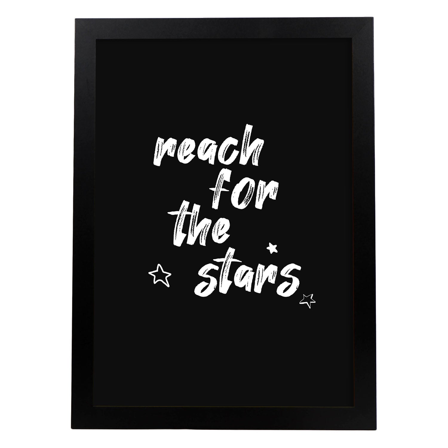 Lamina artistica decorativa con ilustración de reach for the stars estilo Mensaje inspiracional-Artwork-Nacnic-A3-Marco Negro-Nacnic Estudio SL