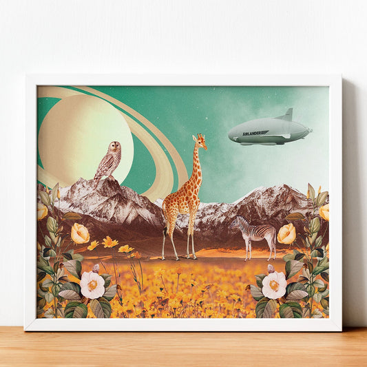 Lamina artistica decorativa con ilustración de Saturn estilo Collage-Artwork-Nacnic-Nacnic Estudio SL