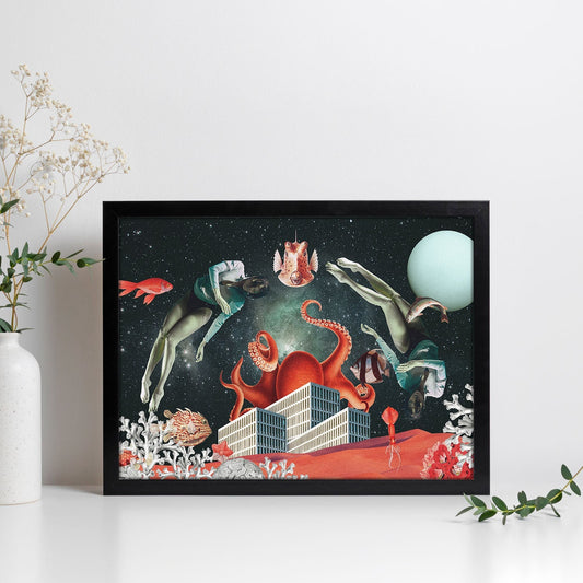 Lamina artistica decorativa con ilustración de Sea Space estilo Collage-Artwork-Nacnic-Nacnic Estudio SL